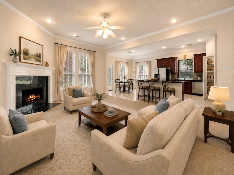 Virtually staged living room