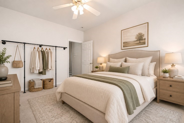 Virtually staged secondary bedroom