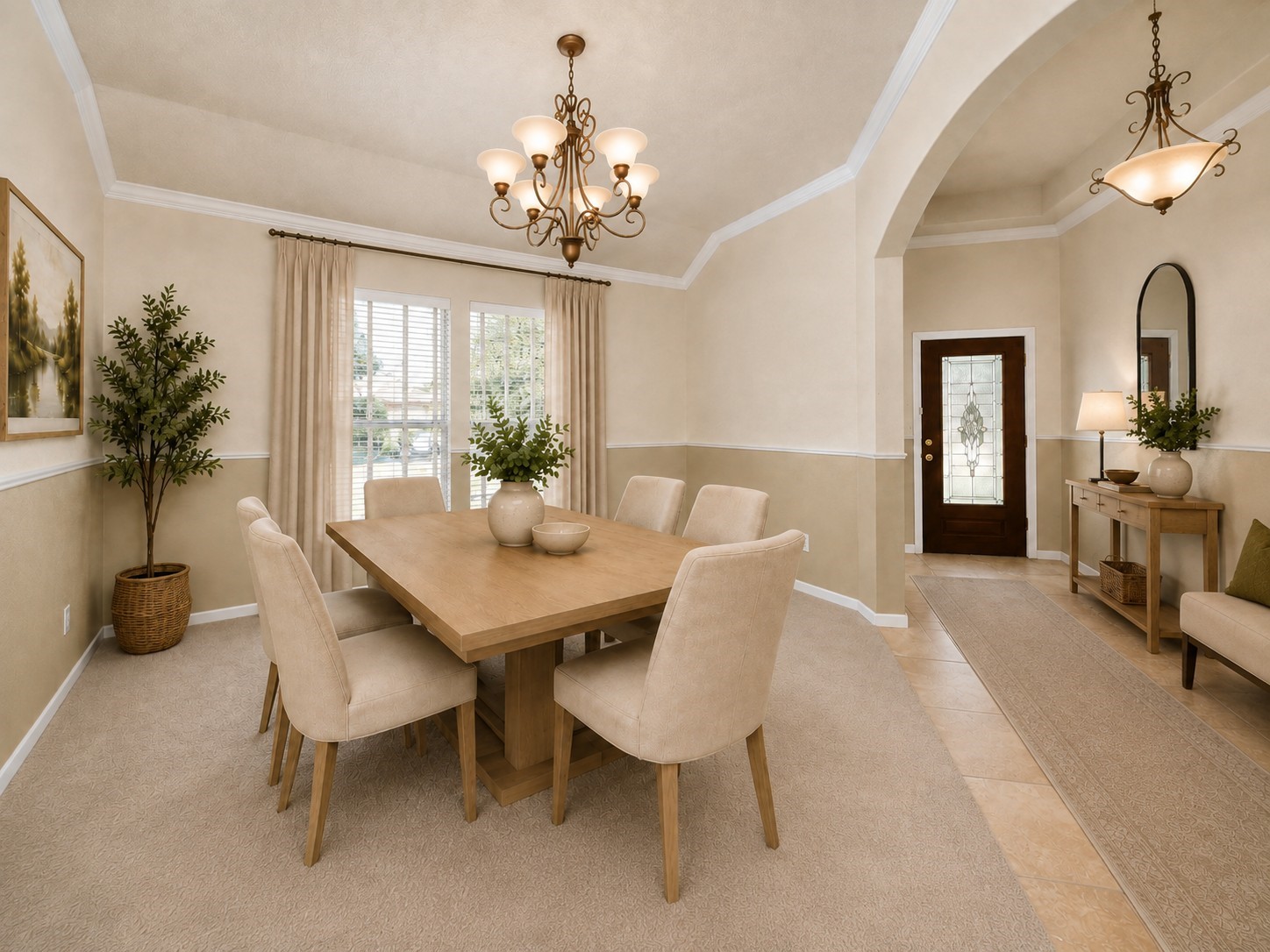 Virtually staged dining room