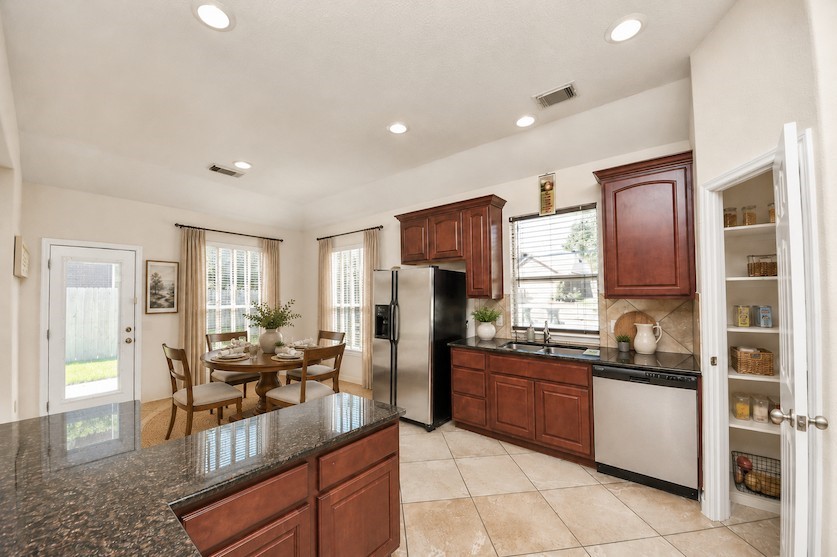 Virtually staged breakfast area
