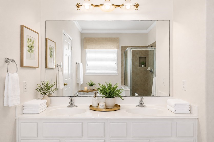 Virtually staged primary bathroom