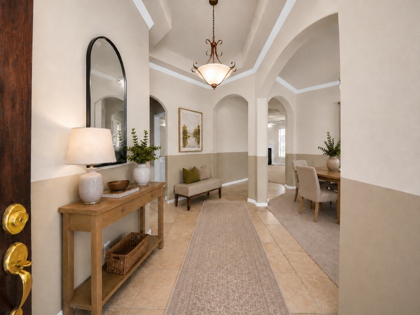 Virtually staged entry hall
