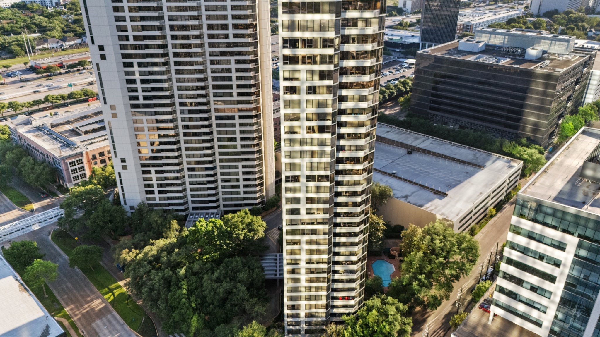 Aerial view of 14 and 15 Greenway.