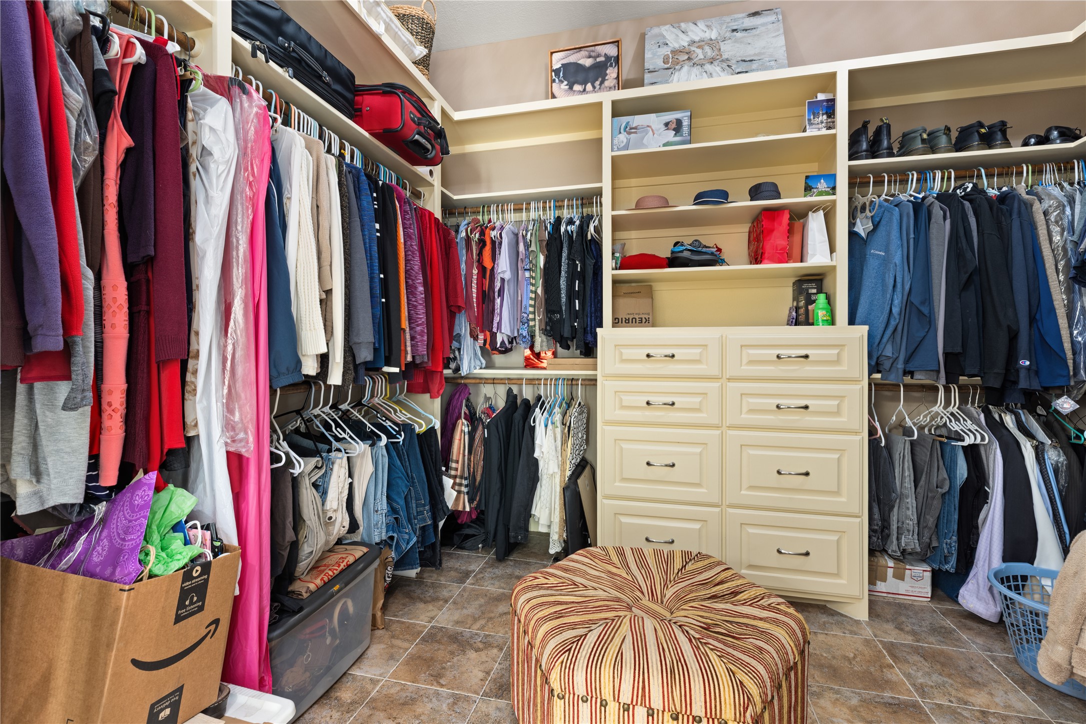 Custom primary closet with built ins