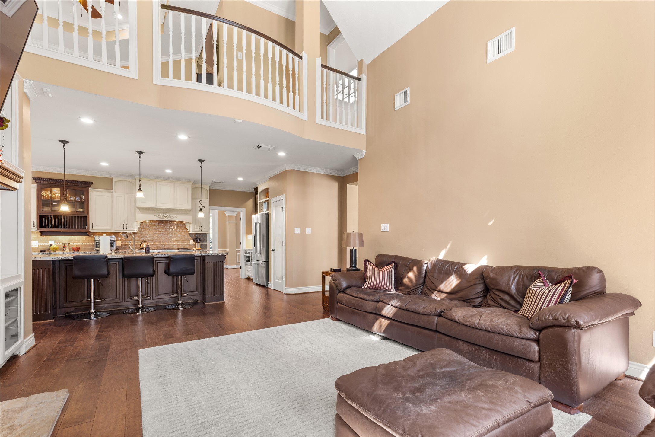 High ceiling family room