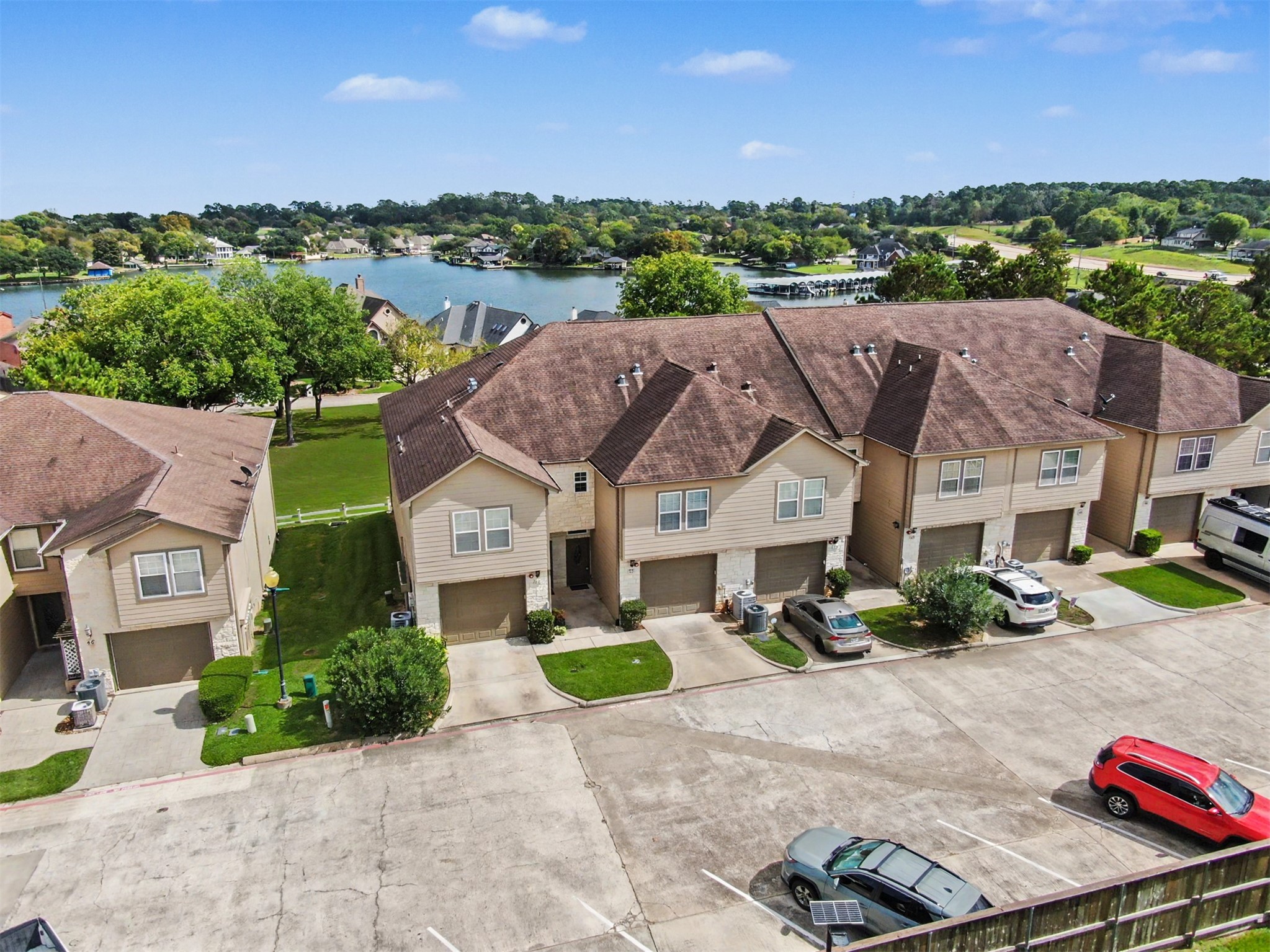 areal view of townhome complex front