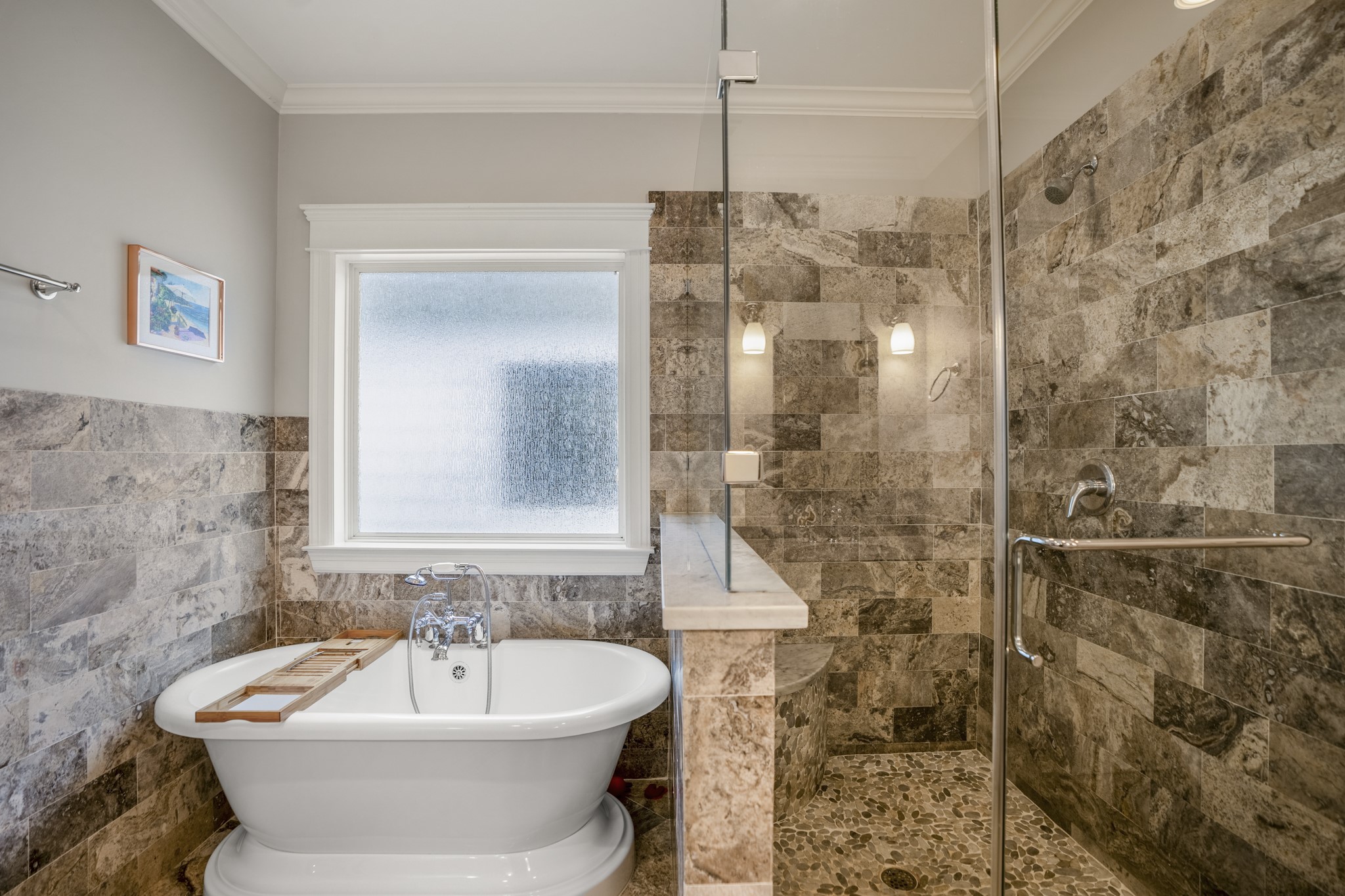 This soaking tub is where you will exhale the long day away.