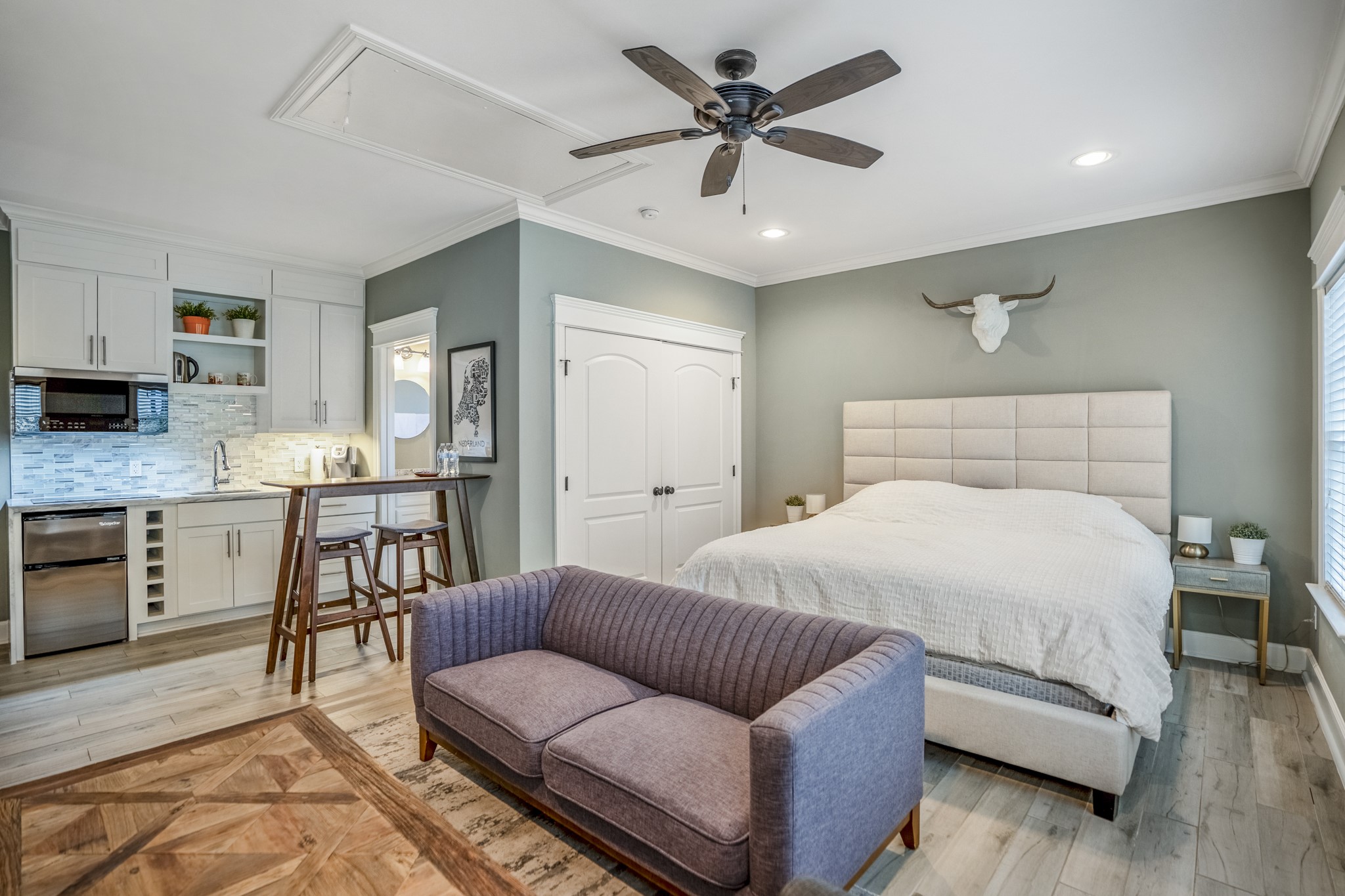 Spacious apartment for guests, in-laws, office, workout space, or another full bedroom for the family.