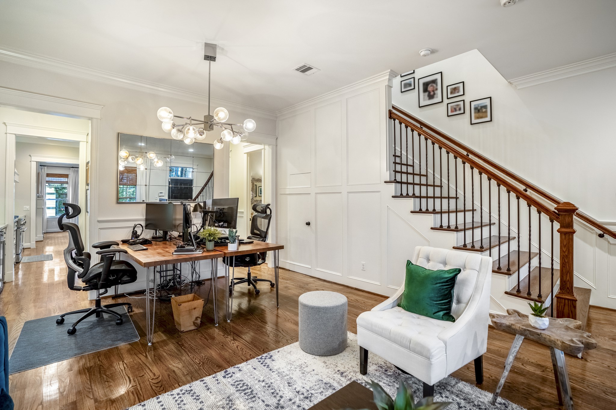 Two separate hallways lead you from the living room into your kitchen and family room.