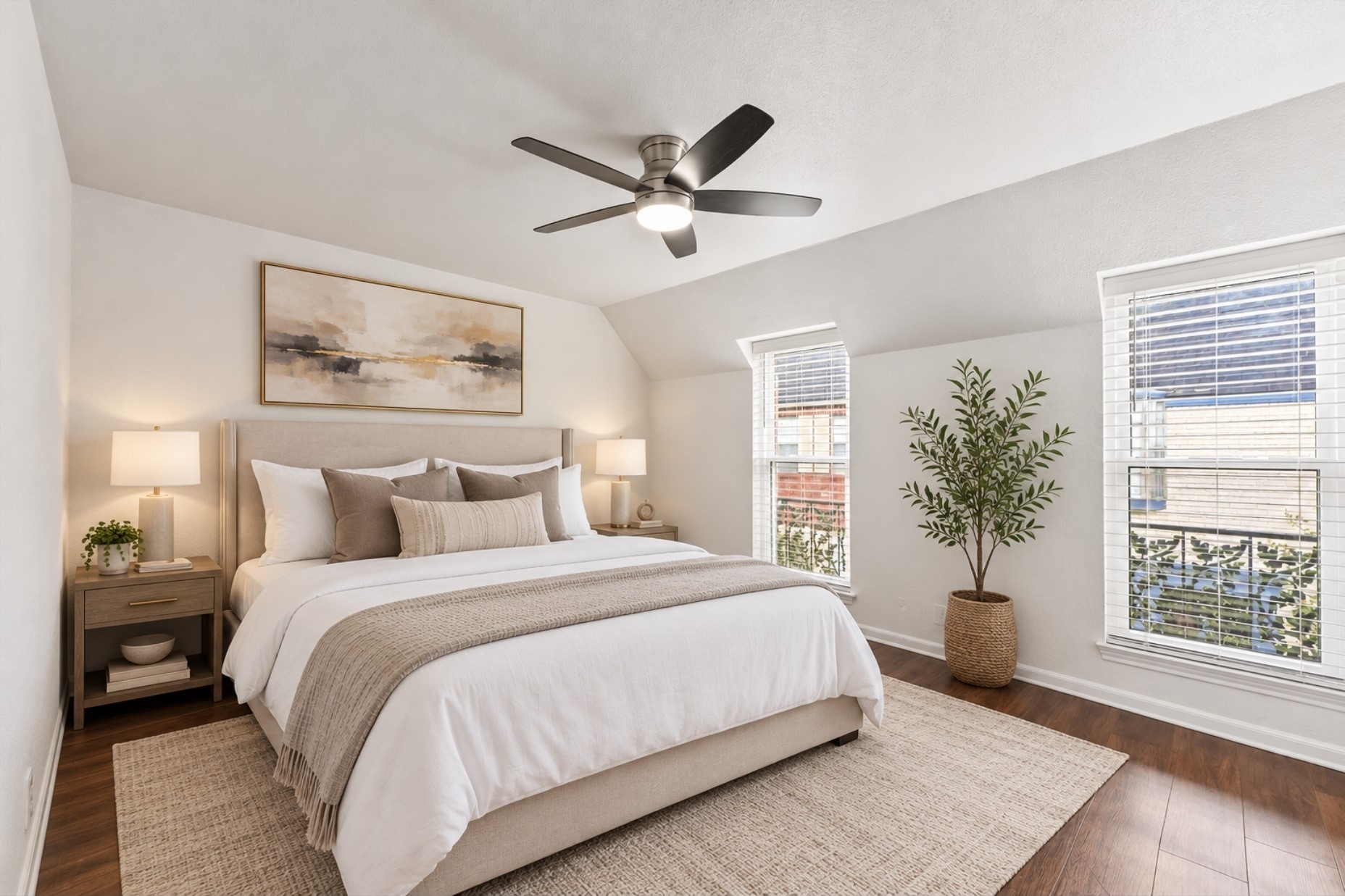 Primary bedroom virtually staged
