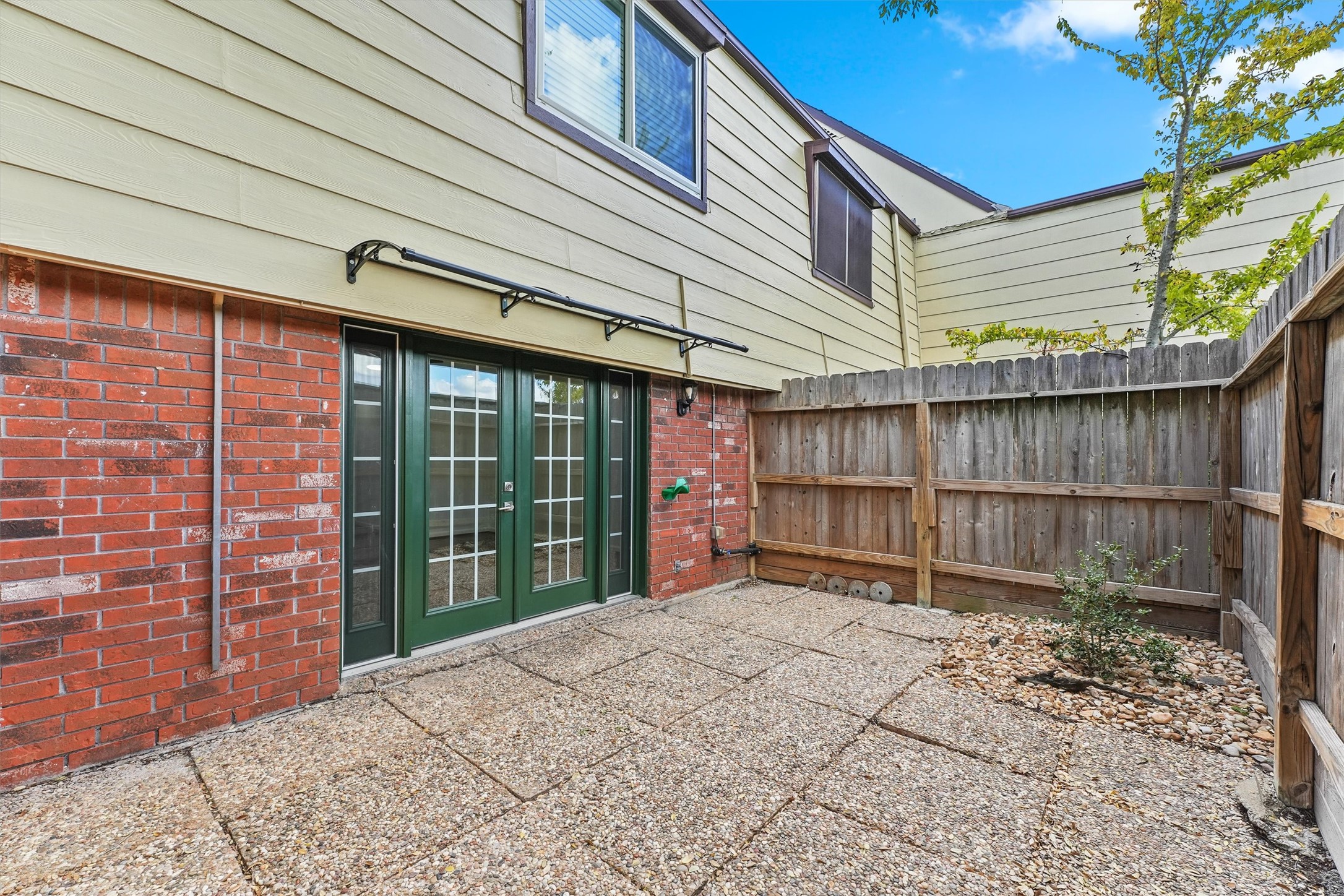 View of patio with rear entrance