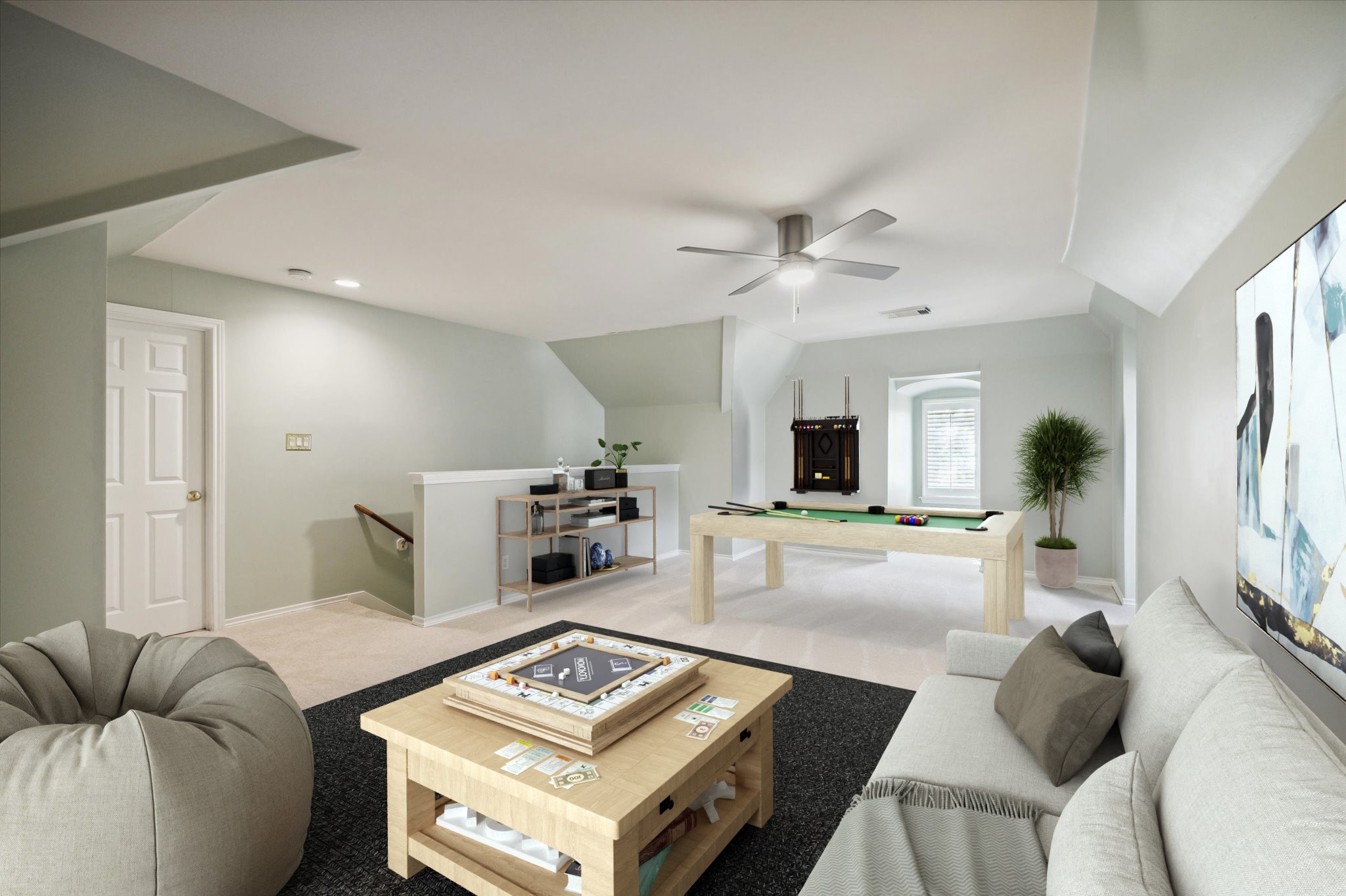 3rd floor virtually staged game room or 4th bedroom.