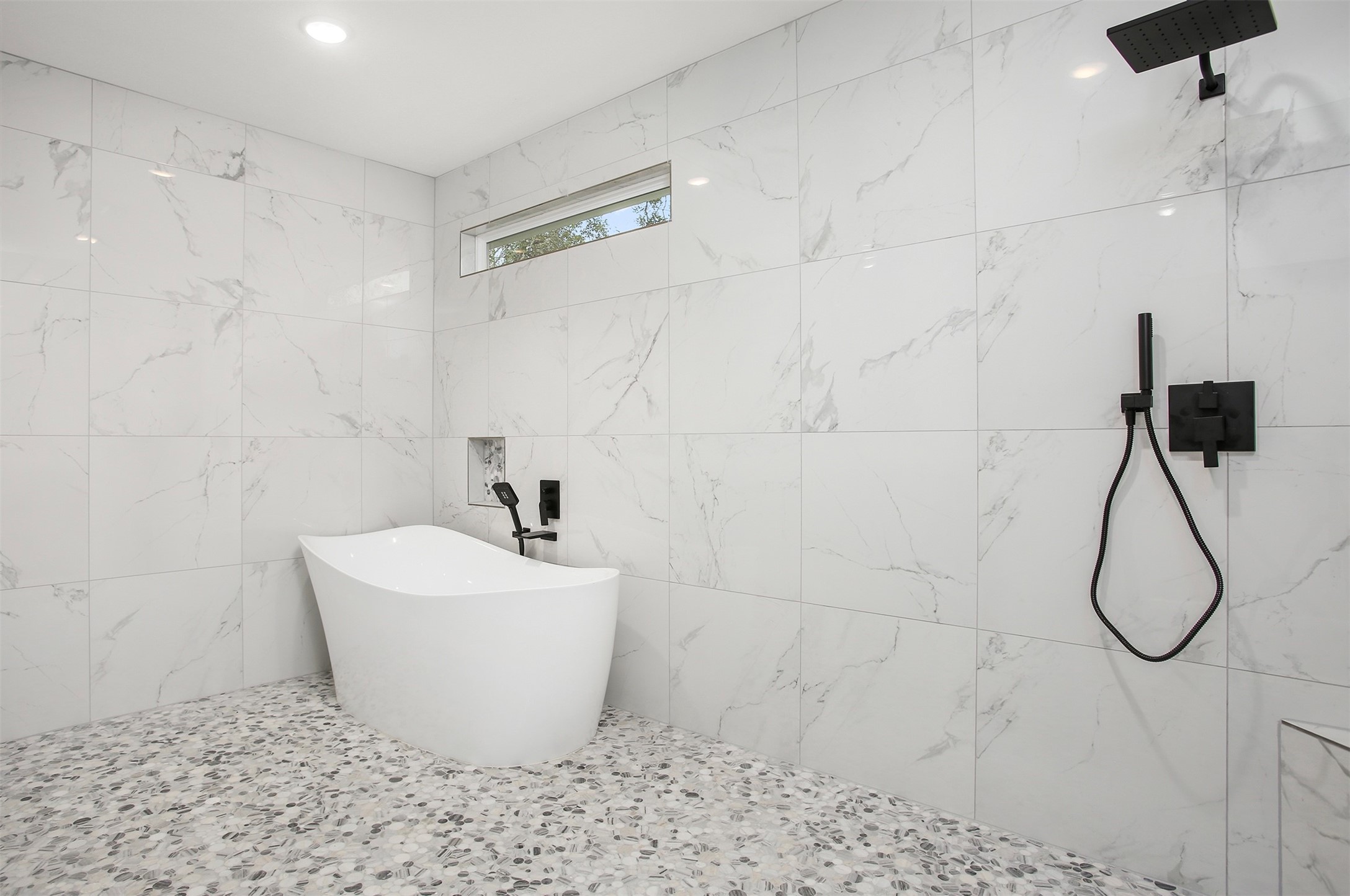 Oversized shower room with freestanding tub Oversized shower room with freestanding tub