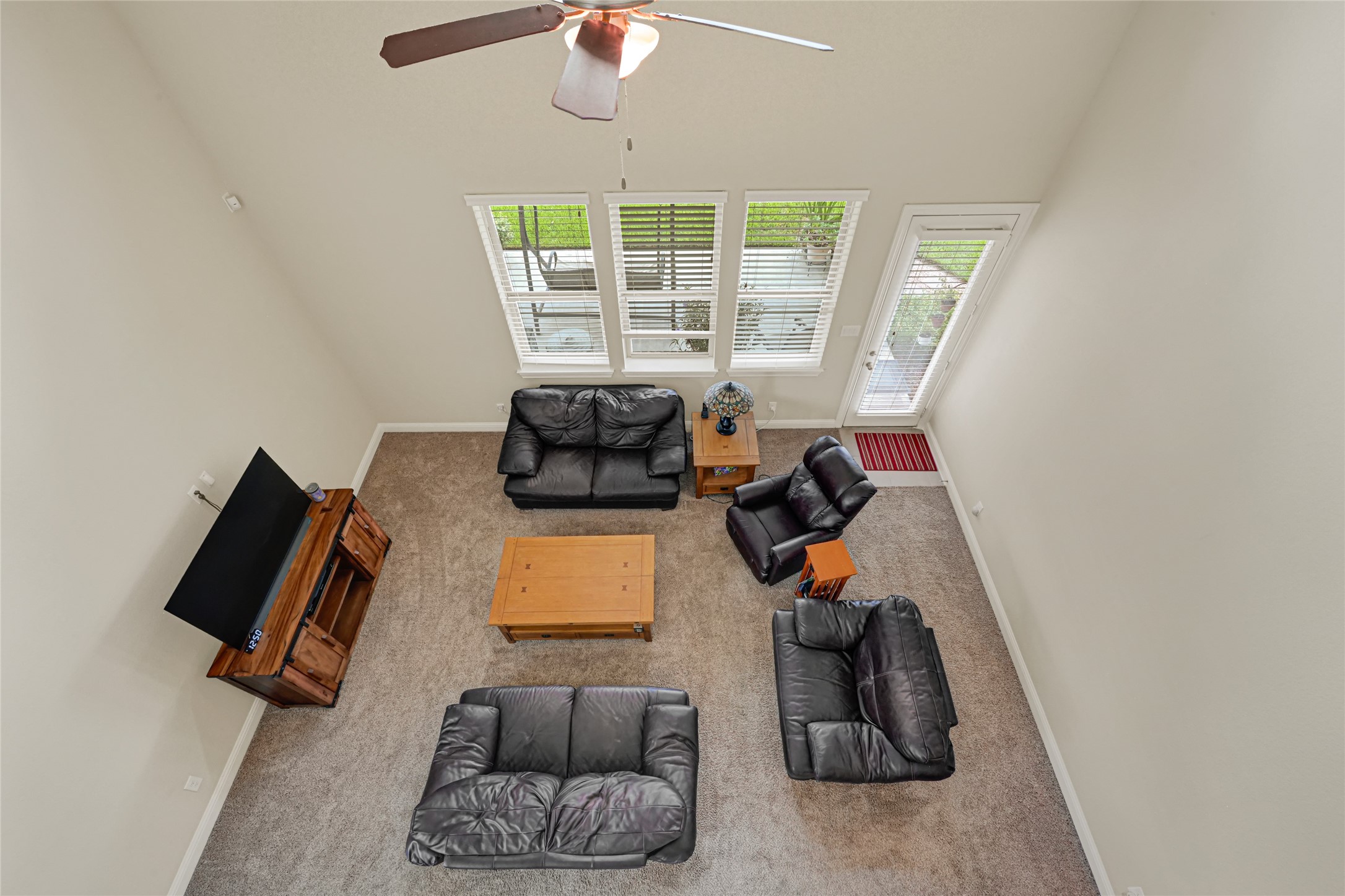 View of the living room from the upstairs.