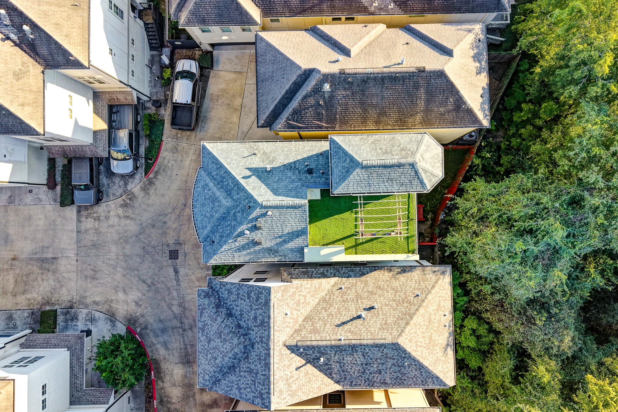 Aerial view of rooftop deck space