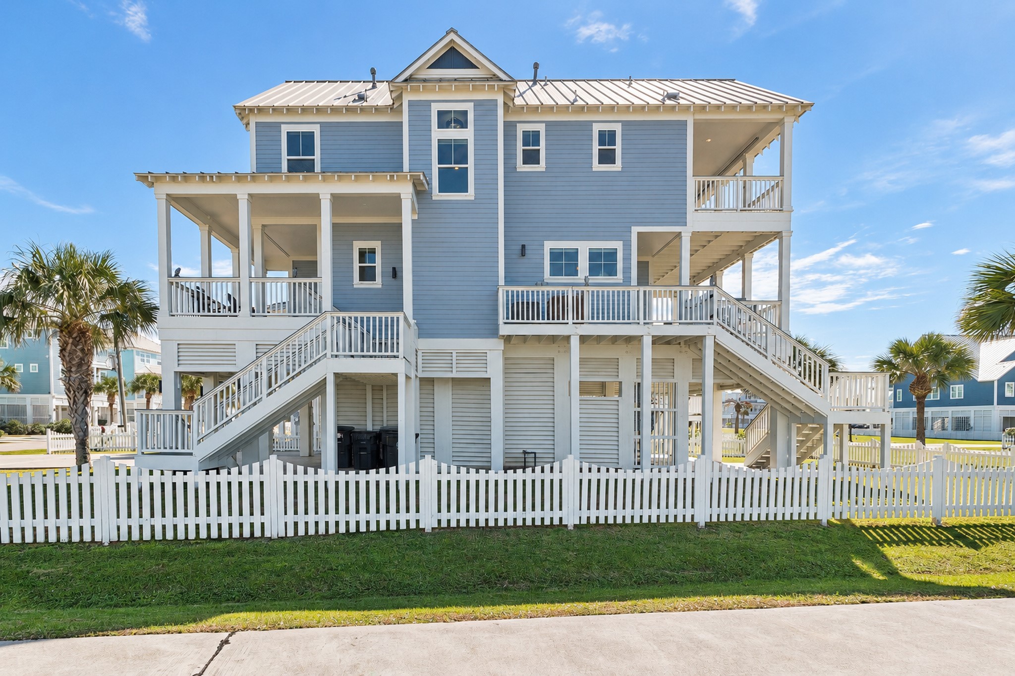 You can enter the home from the east or west facing covered decks. You can enter the home from the east or west facing covered decks.