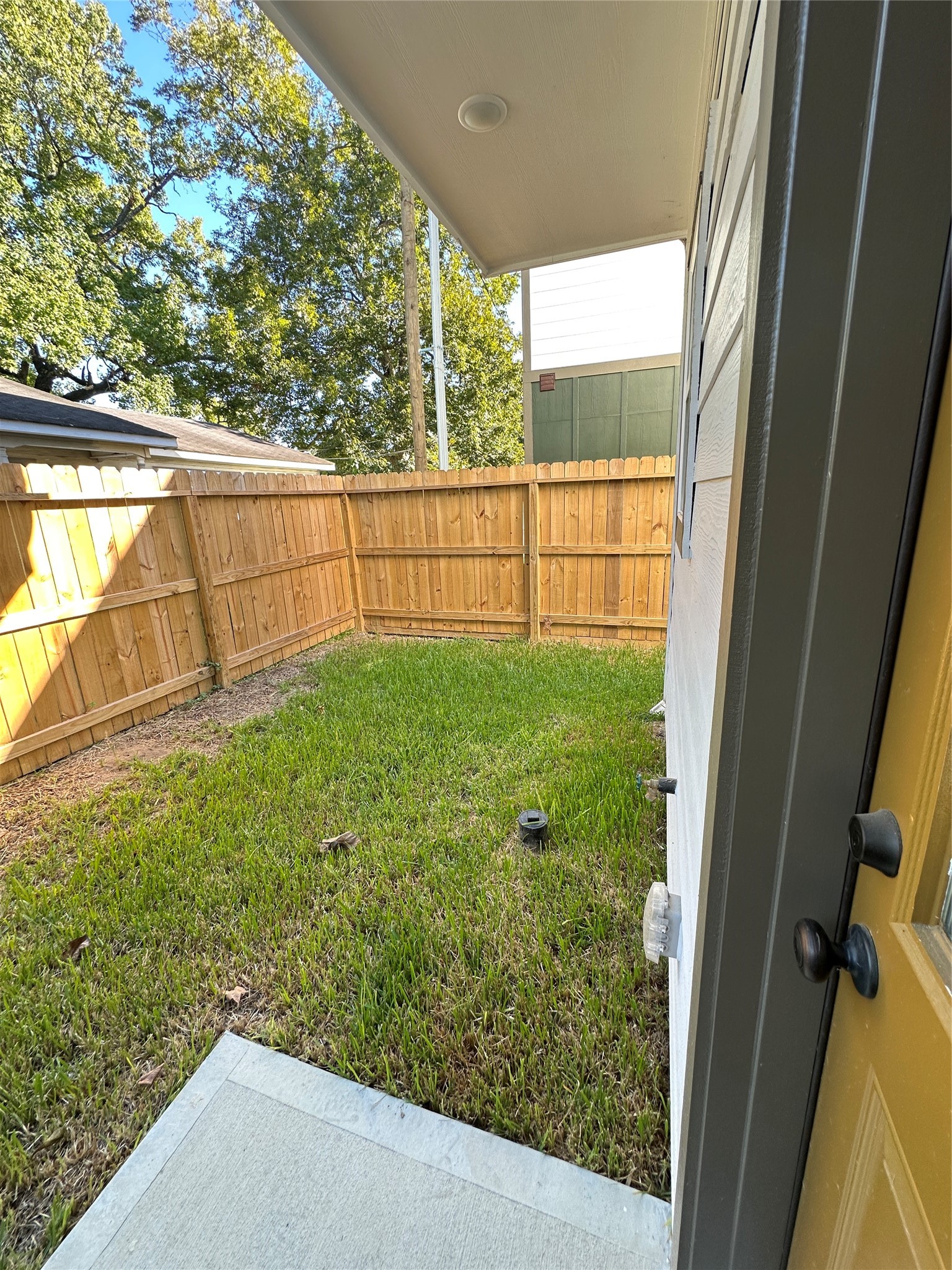 private fenced in backyard