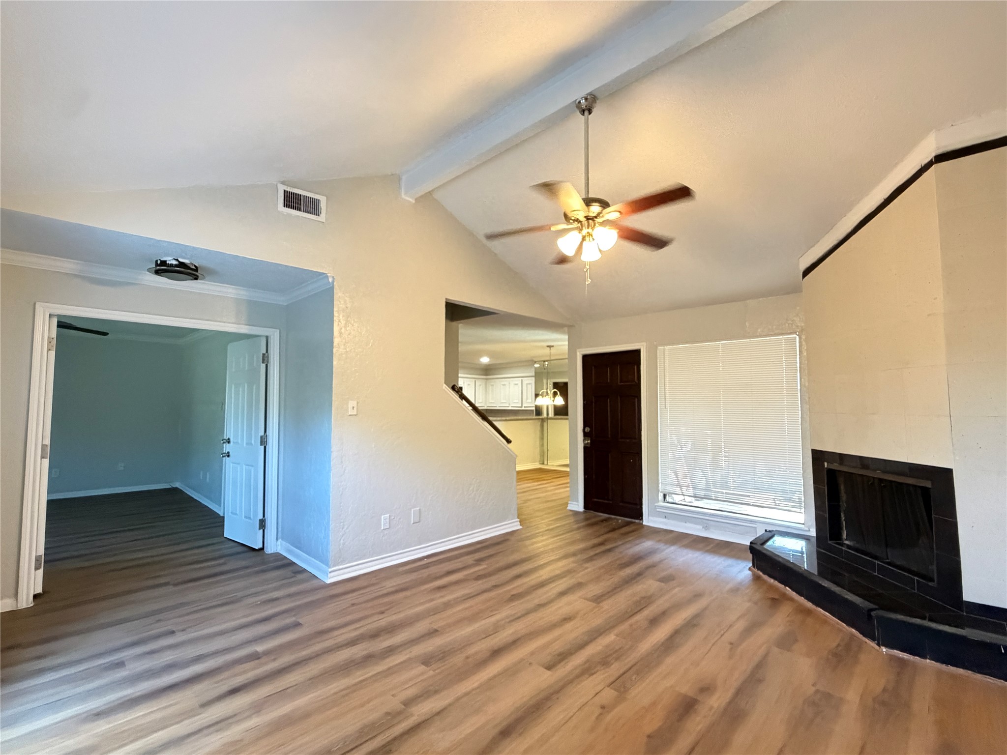living room and entrance to bedroom