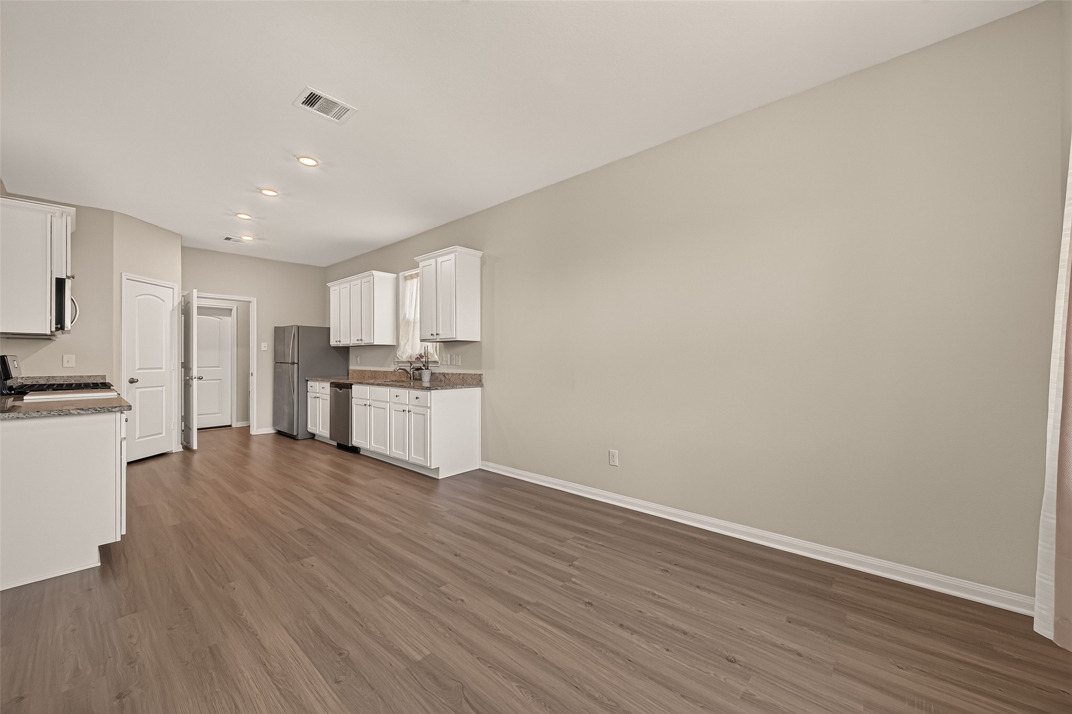 Large dining room opens to the kitchen.
