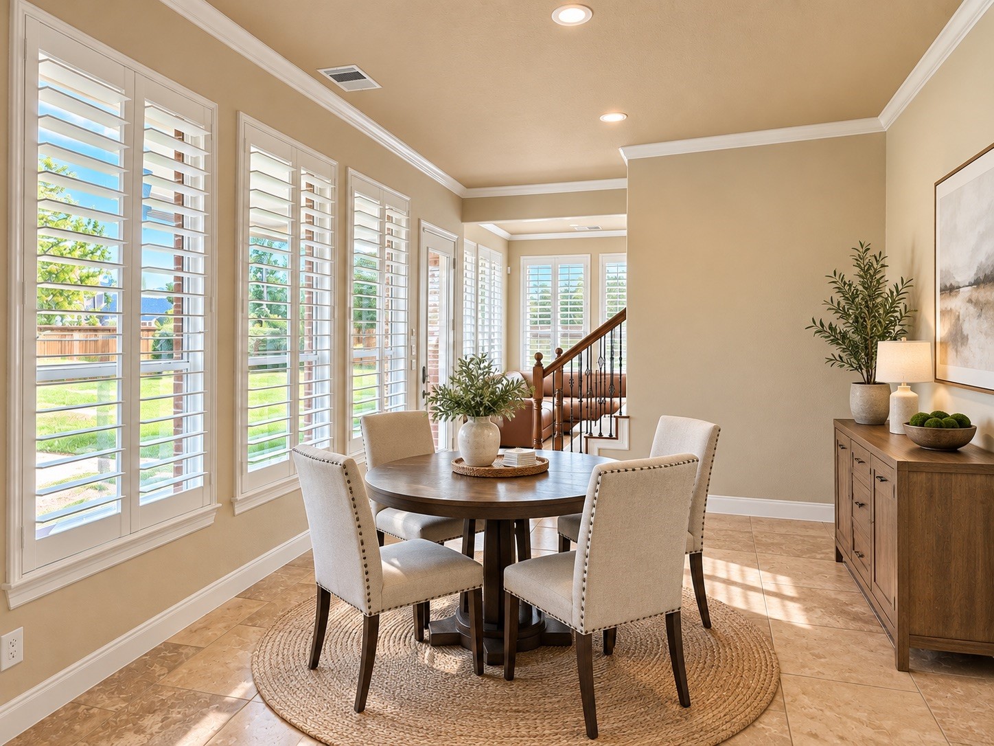 Breakfast area with natural lighing. Virtually staged.
