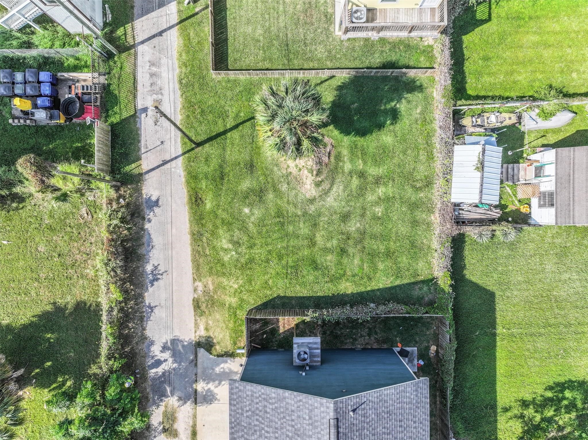 Aerial view of cleared lot.