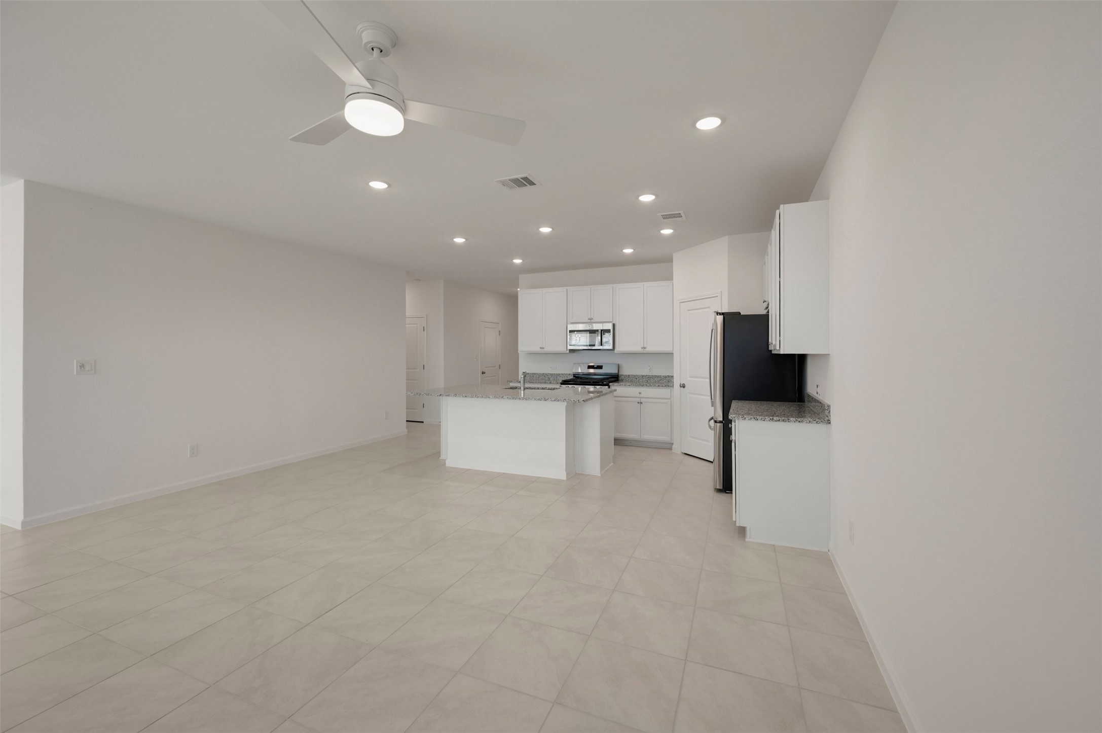 Open great room and kitchen