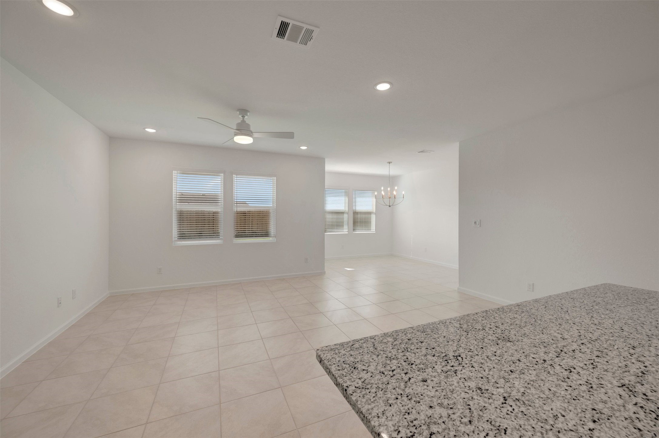Kitchen open to the great room and dining area