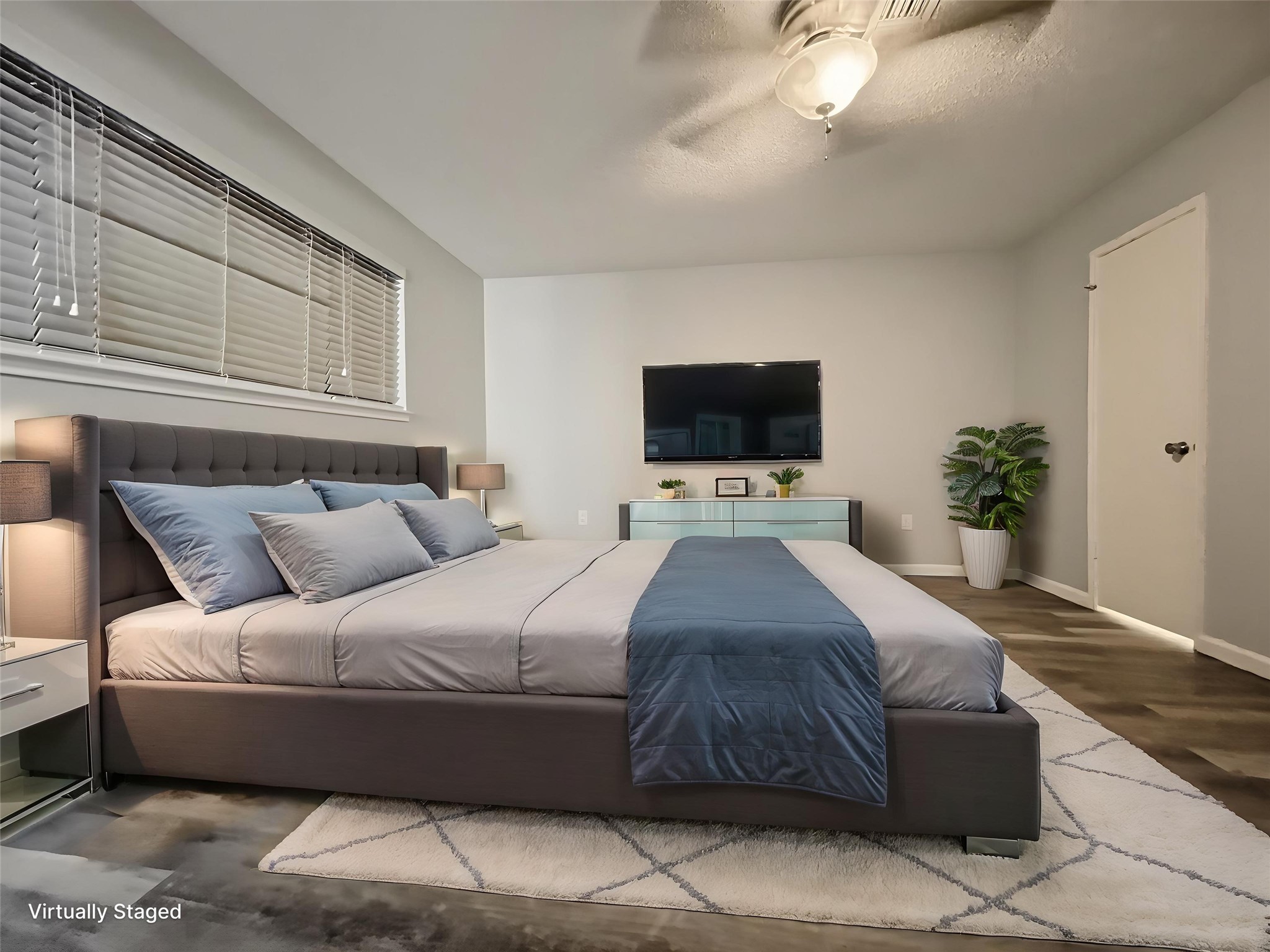 Virtual staged view of the primary bedroom.