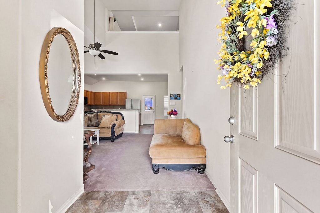 Entering from the front door.
