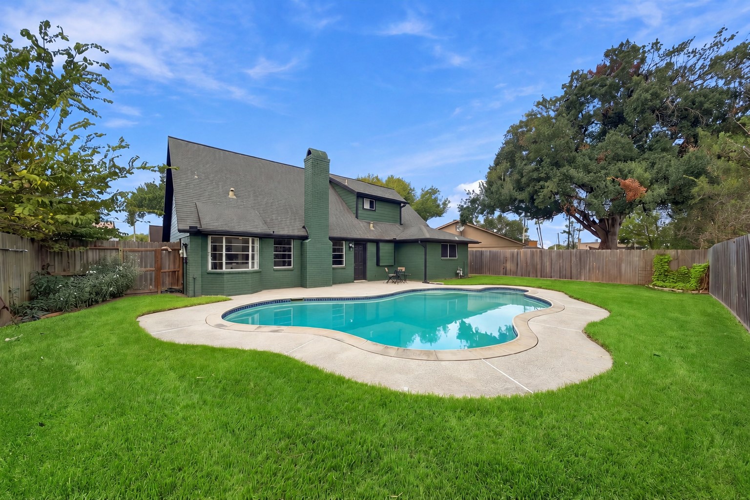 Enjoy your own backyard retreat with a sparkling pool featuring new plaster, new jets, and new lighting.