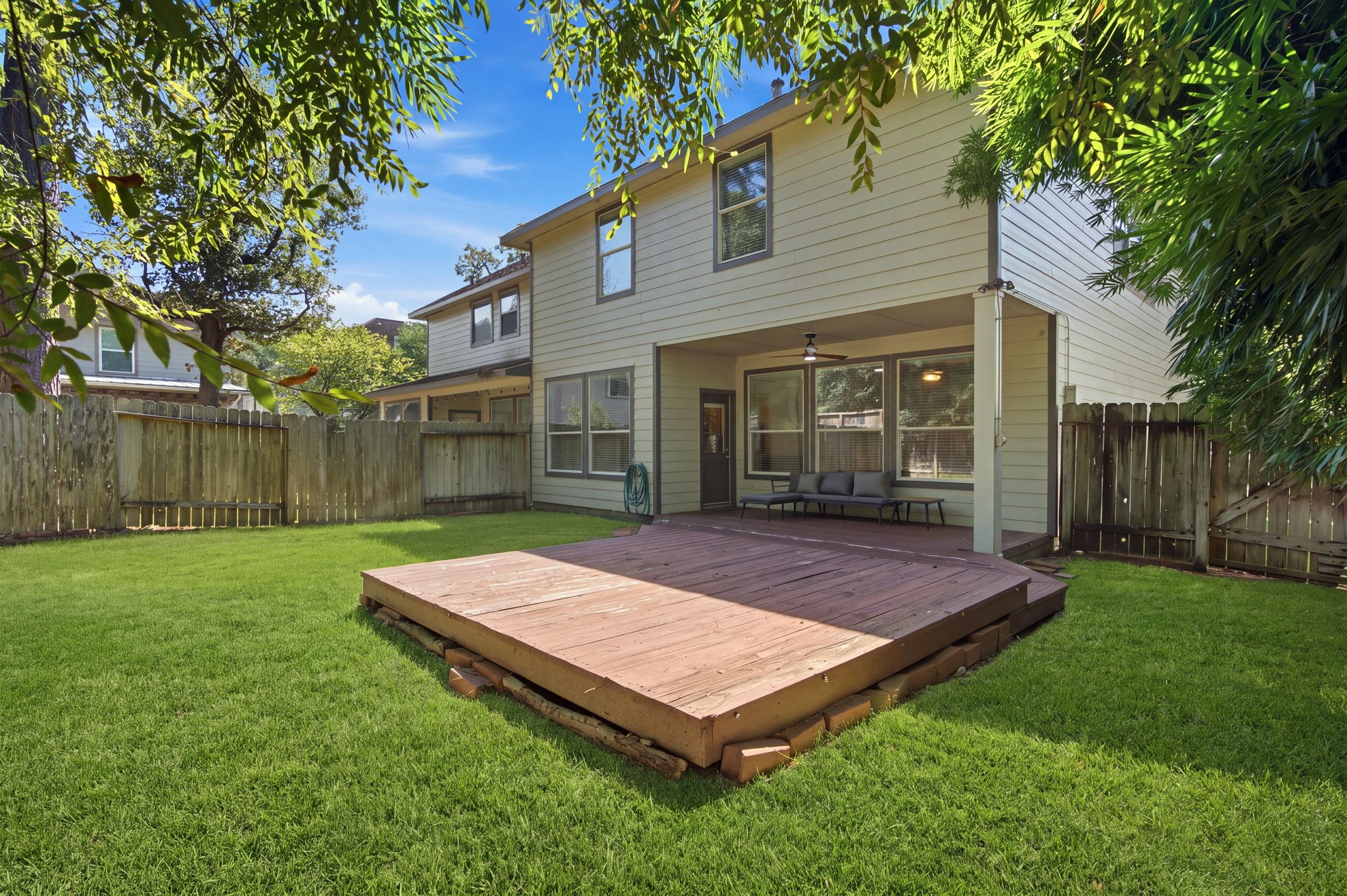 Wood deck in the backyard!