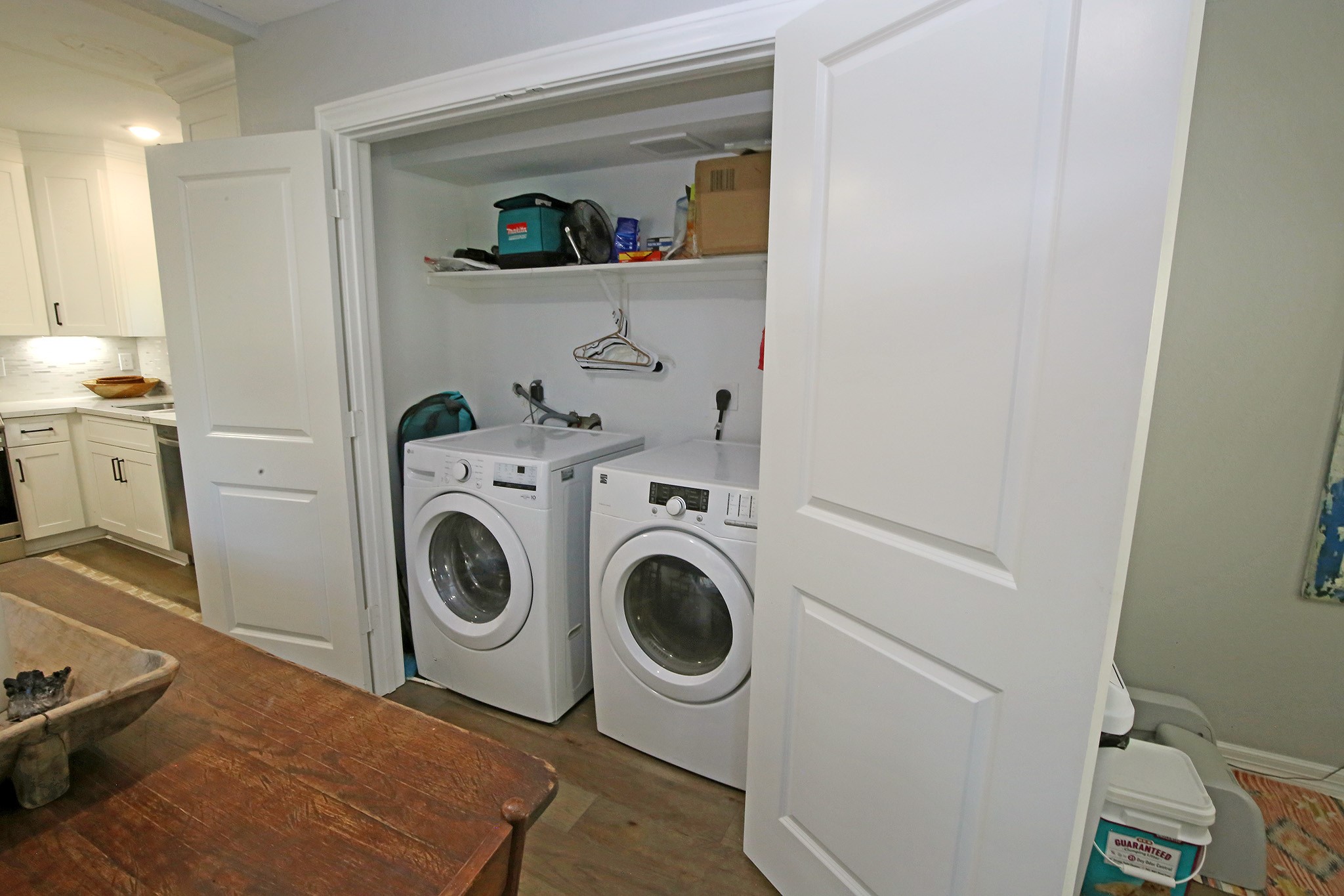 Washer and Dryer hook ups in the closet.