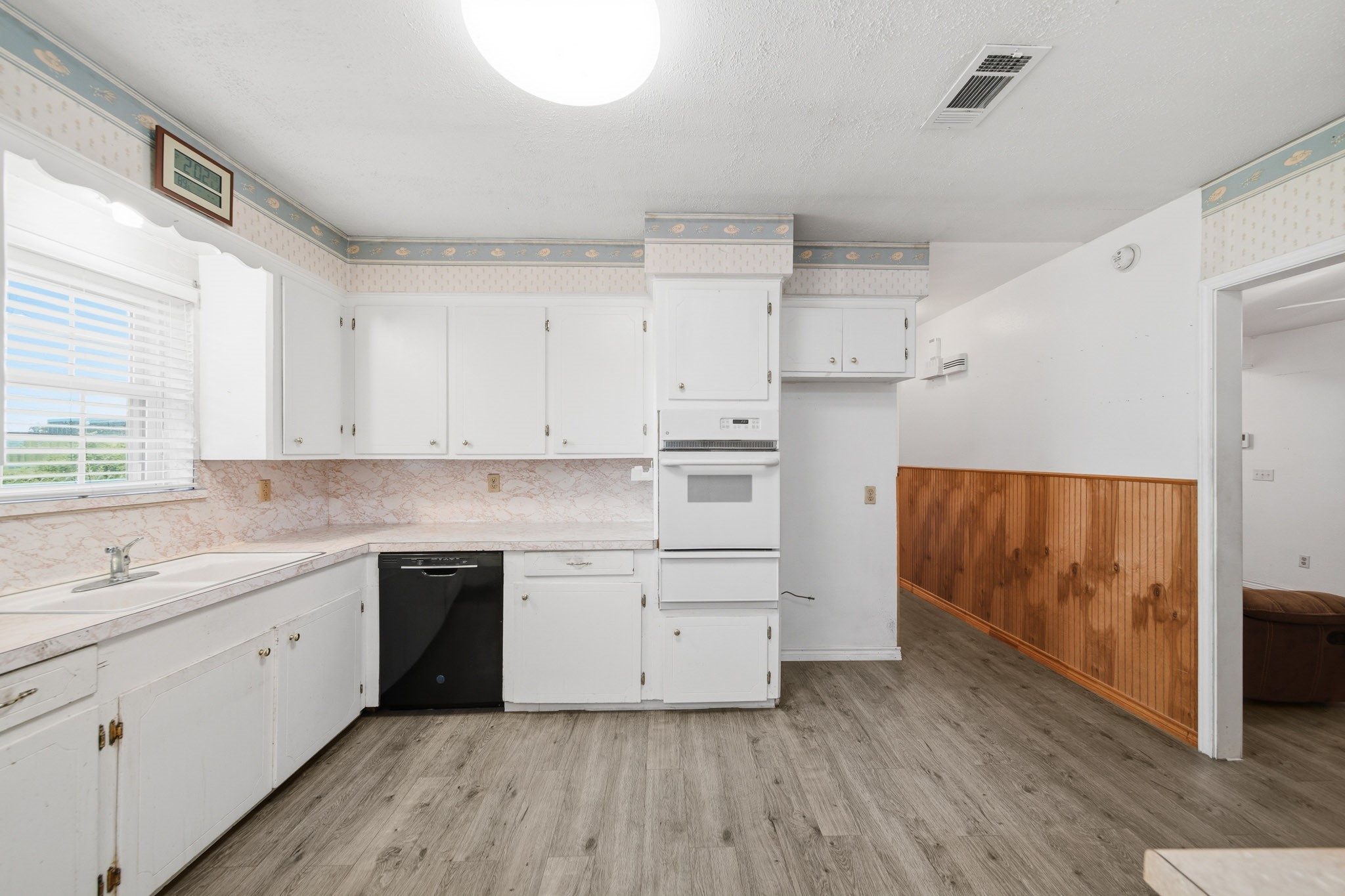 large kitchen and dishwasher