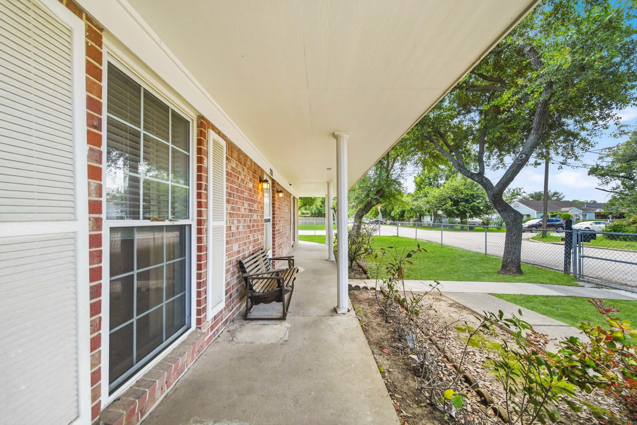 Fully covered long porch