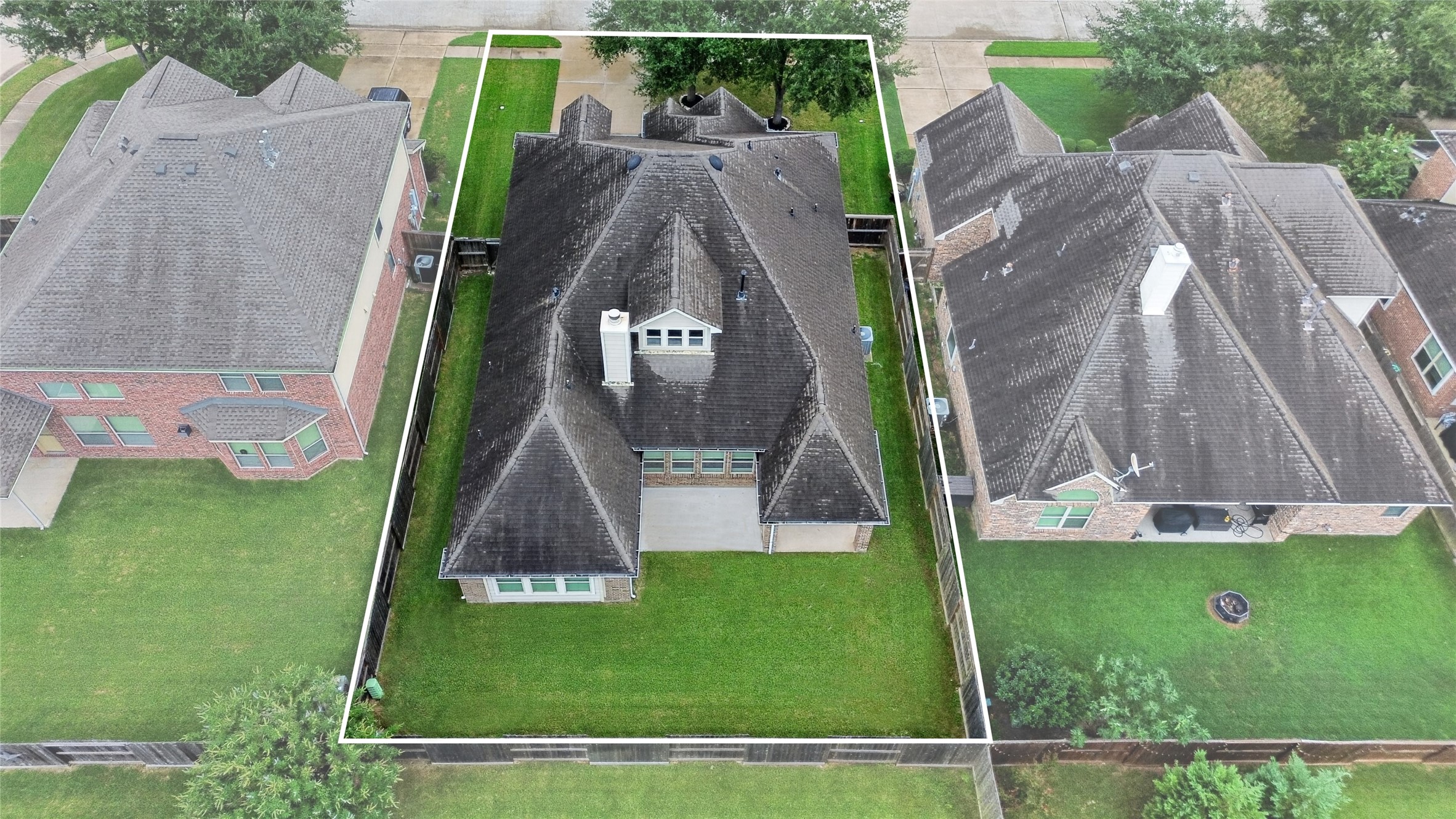 An aerial view from the back of the home.