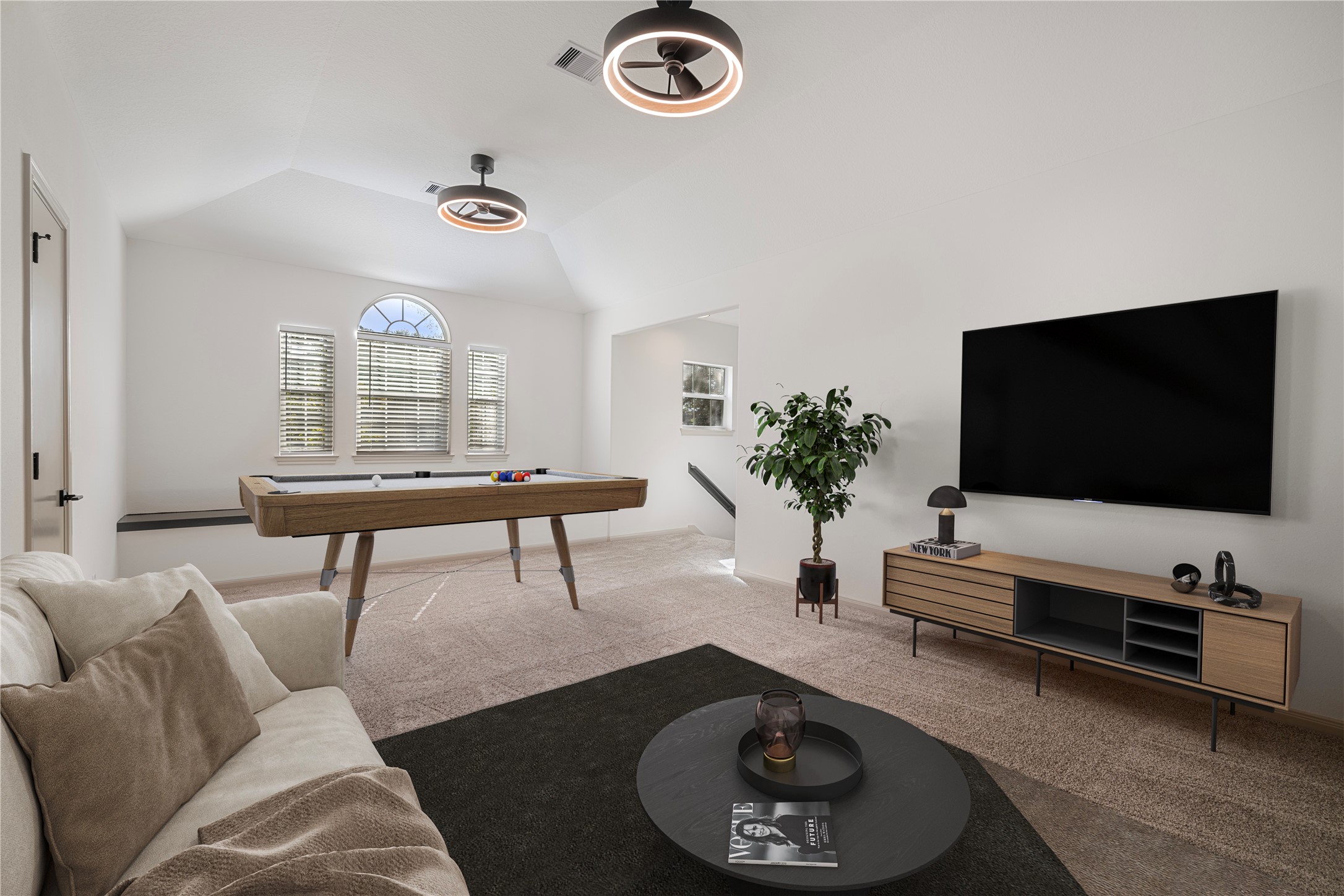 Virtually staged game room