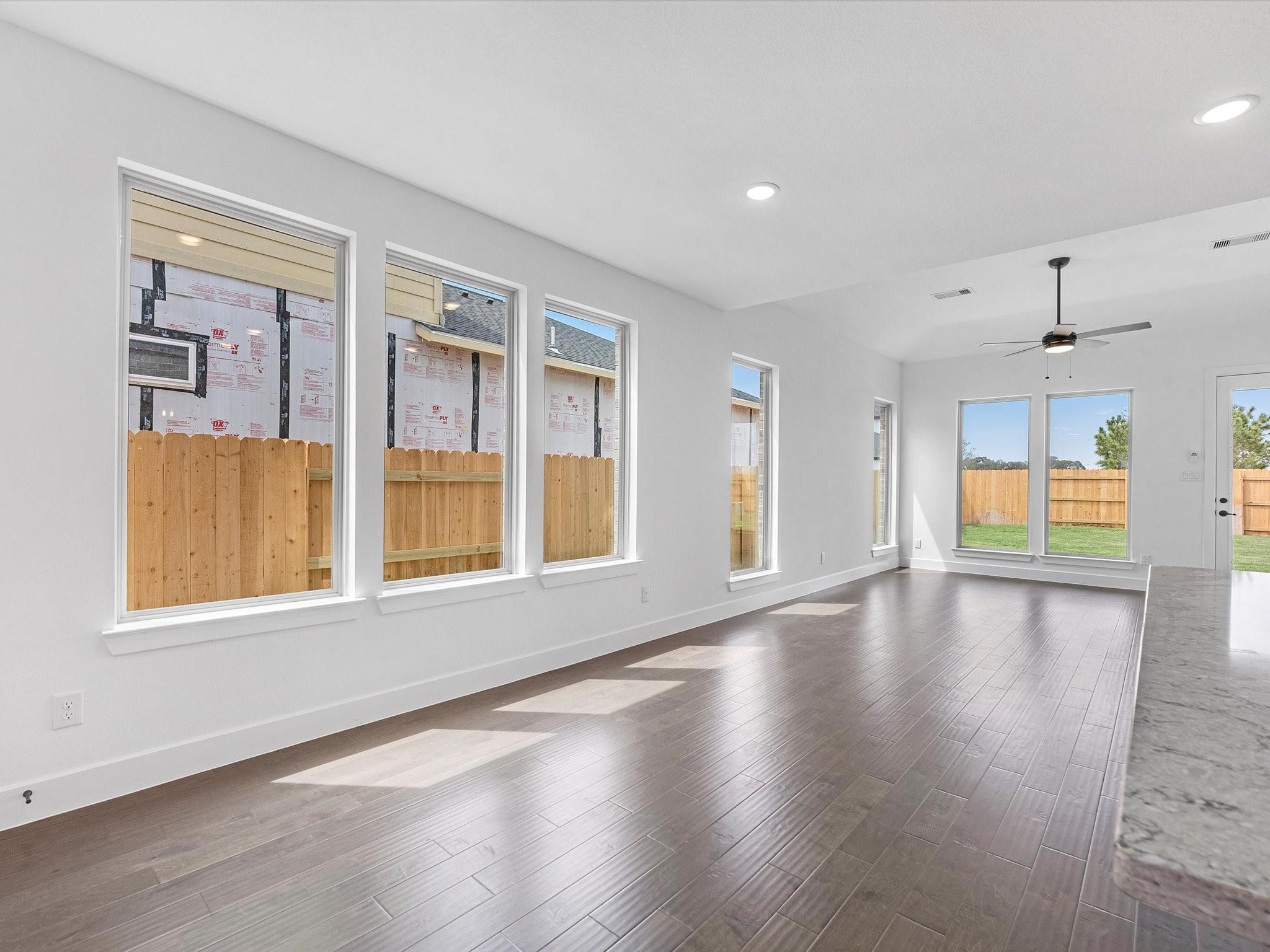 view from kitchen with a ton of natural lights