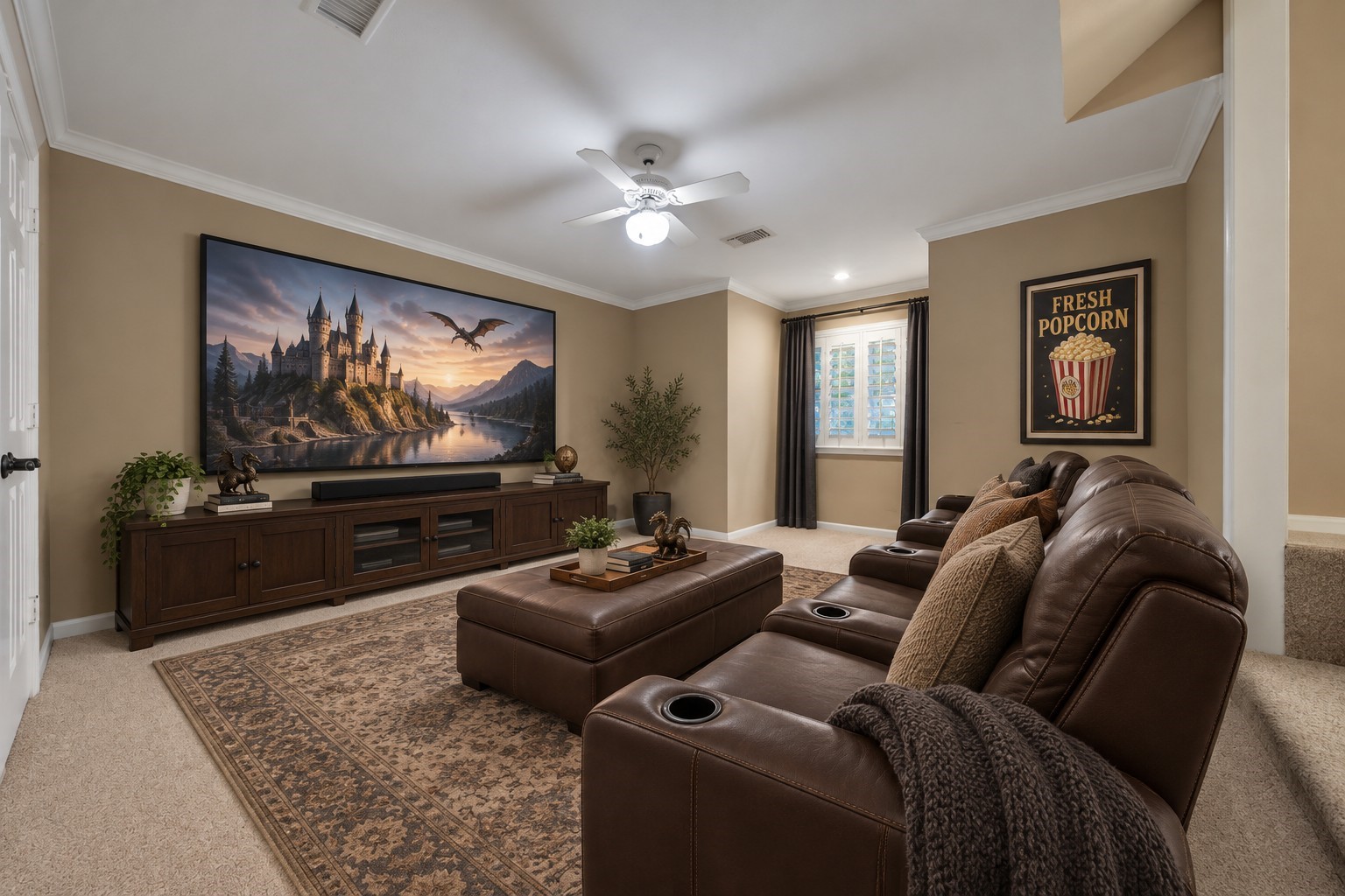 This is the 5th bedroom / Flex space - this could also be a gameroom or media room - you decide! Photo has been digitally altered using generative ai for virtual staging. Buyer to verify all.