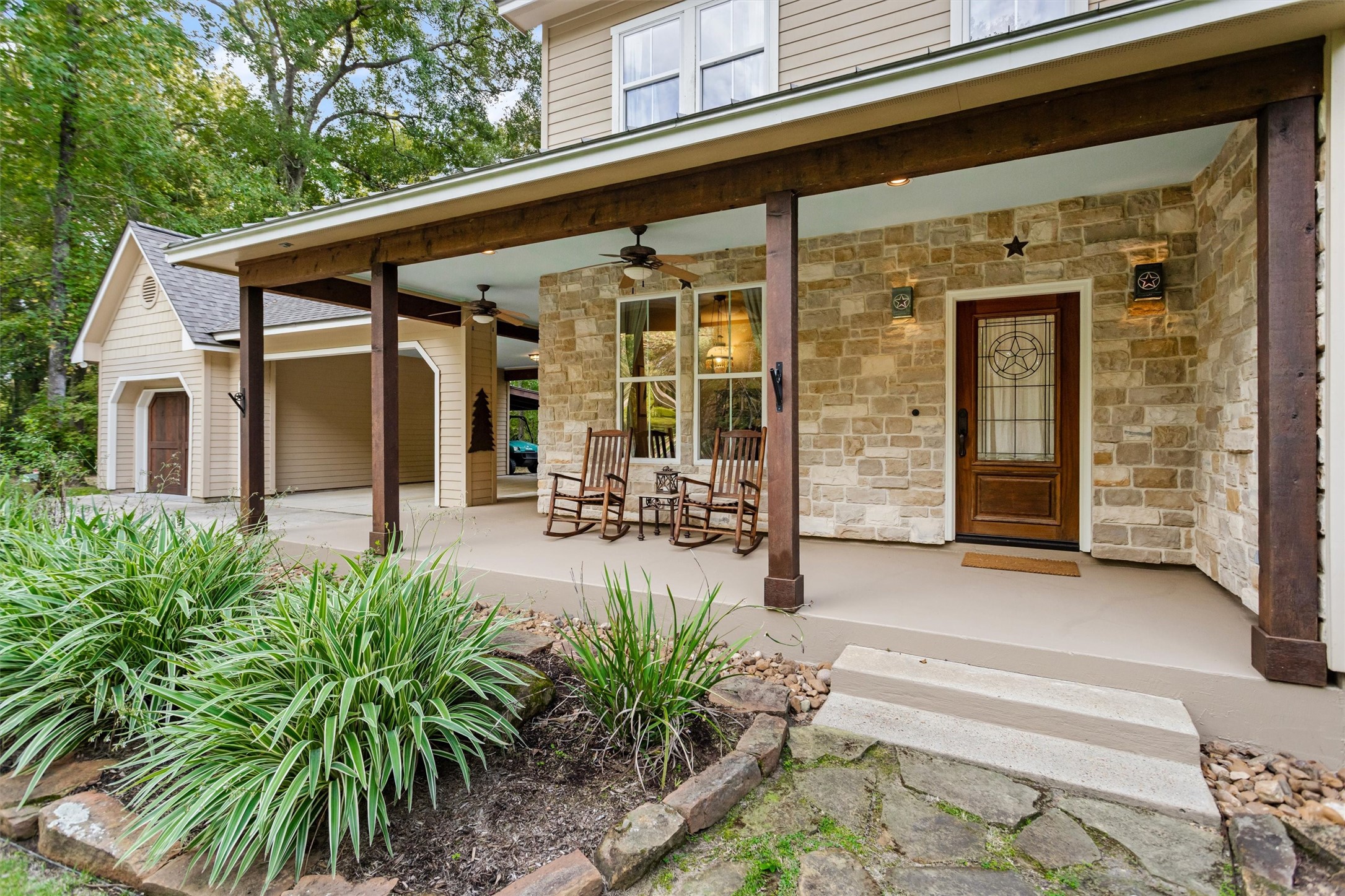 Stone-front porch made for slow mornings Stone-front porch made for slow mornings