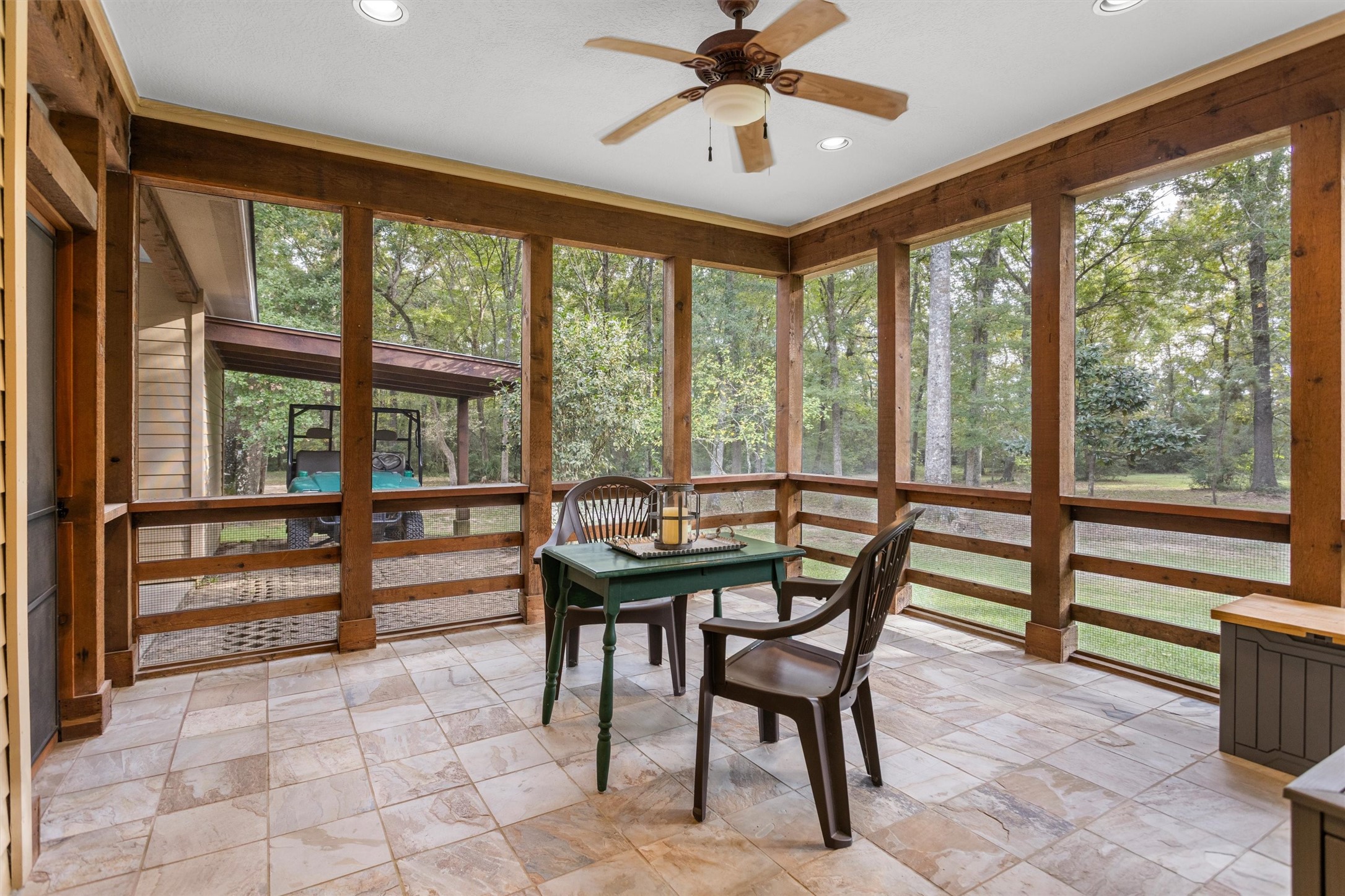 Screened porch for coffee, cards, or quiet evenings