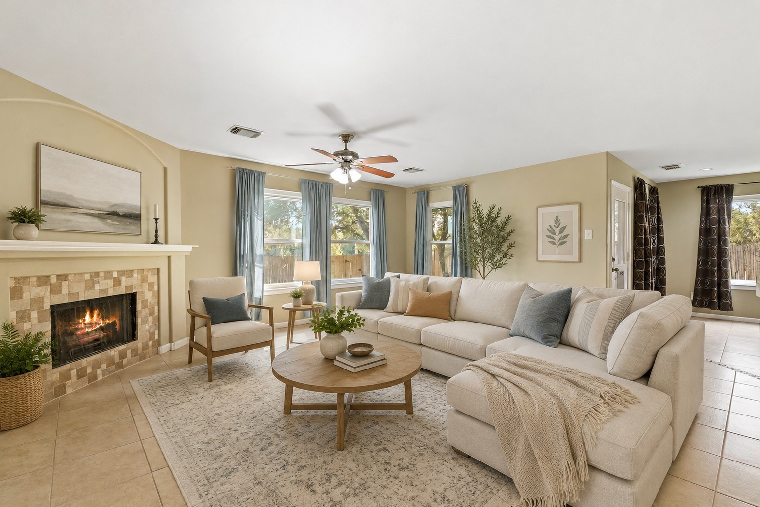Family room virtually staged