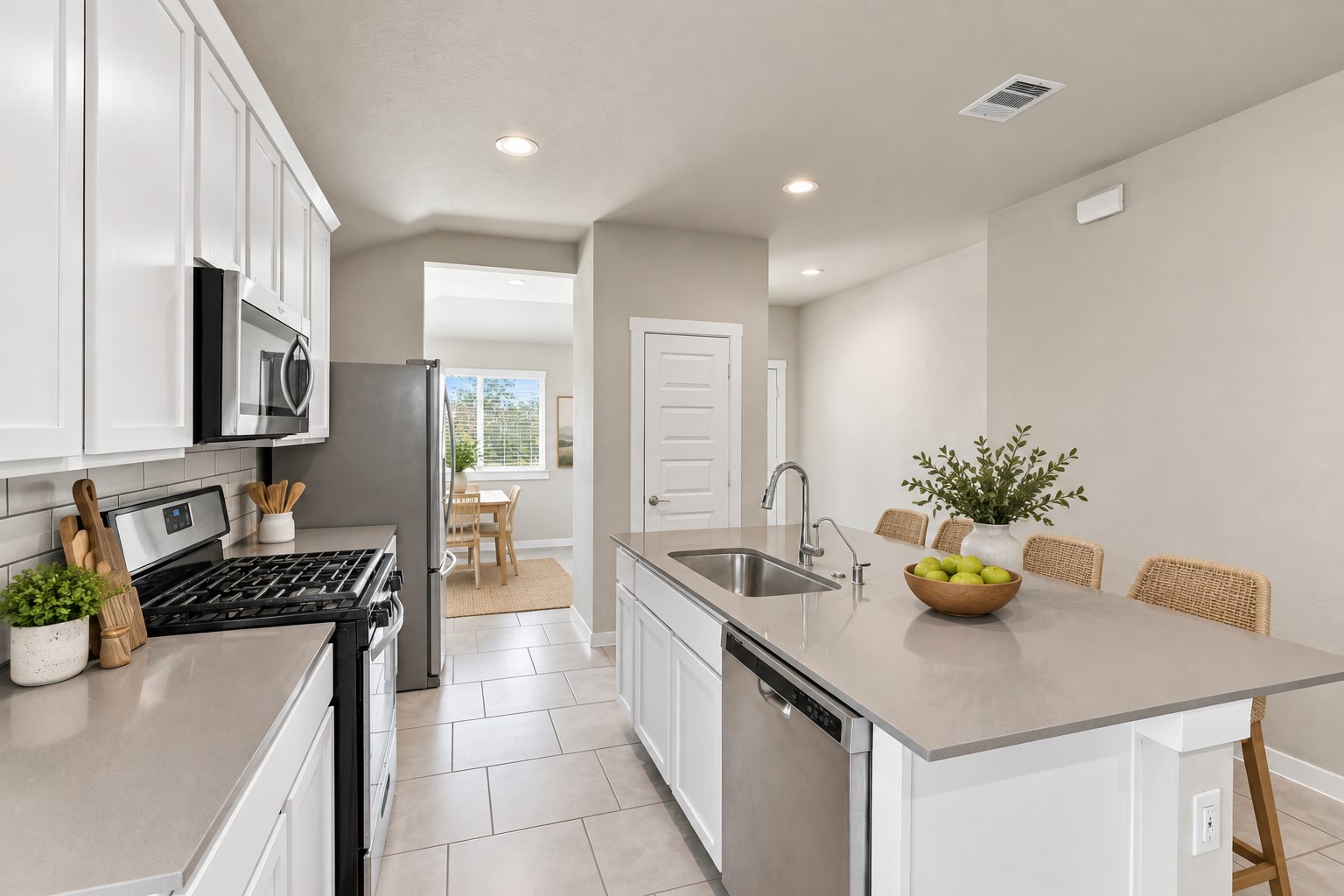 Stainless Steel Appliances, Side by Side Frig, Washer & Dryer all included! *Photo is Virtually Staged*