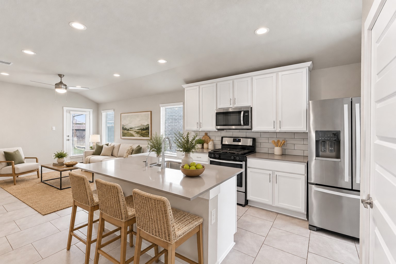 Tall Stunning White Cabinets, gorgeous Subway Tile Backsplash and Huge Walk in Pantry! *Photo is Virtually Staged*