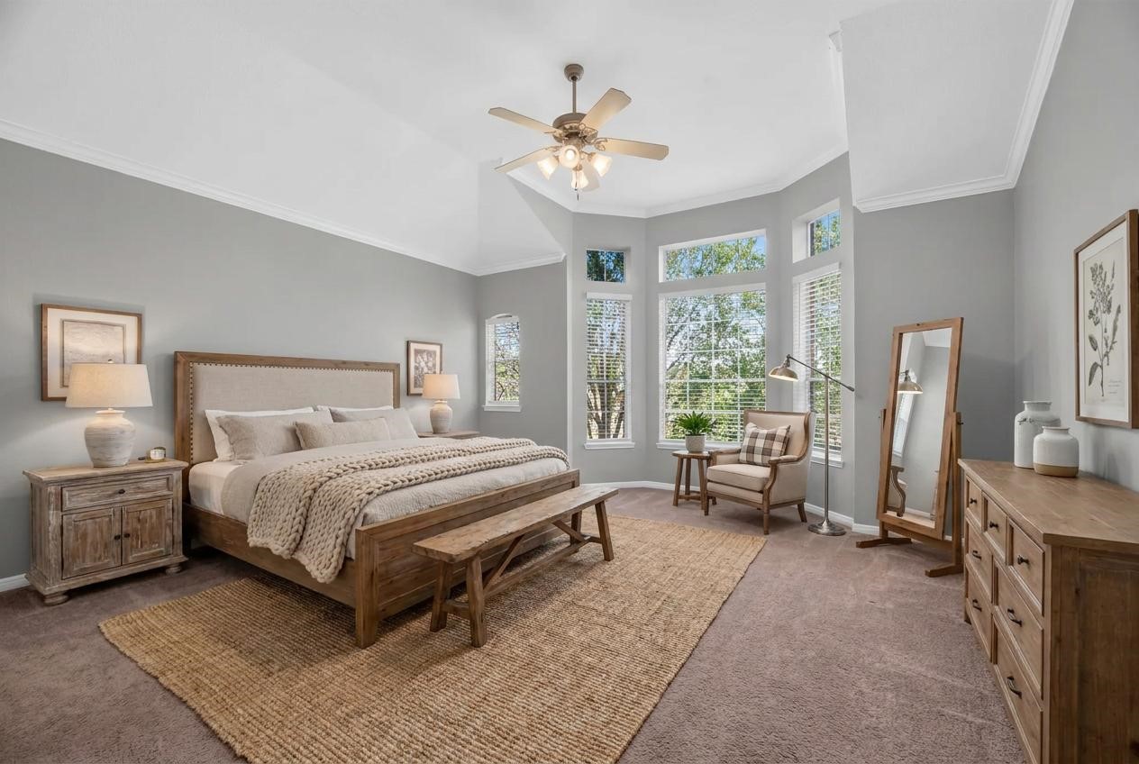 Virtually staging primary bedroom