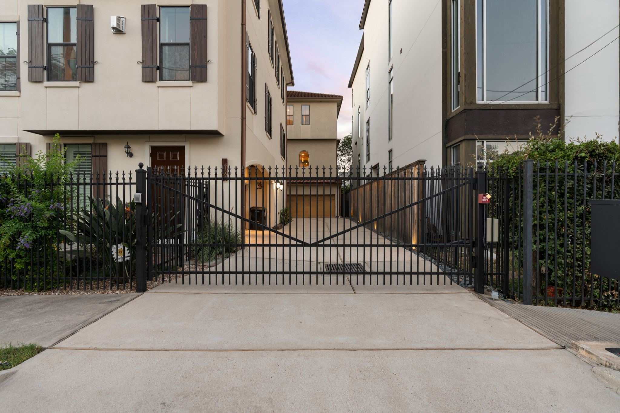Motorized Gated Entrance  a motorized gate providing controlled access to the residences