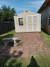 Sturdy storage shed in backyard