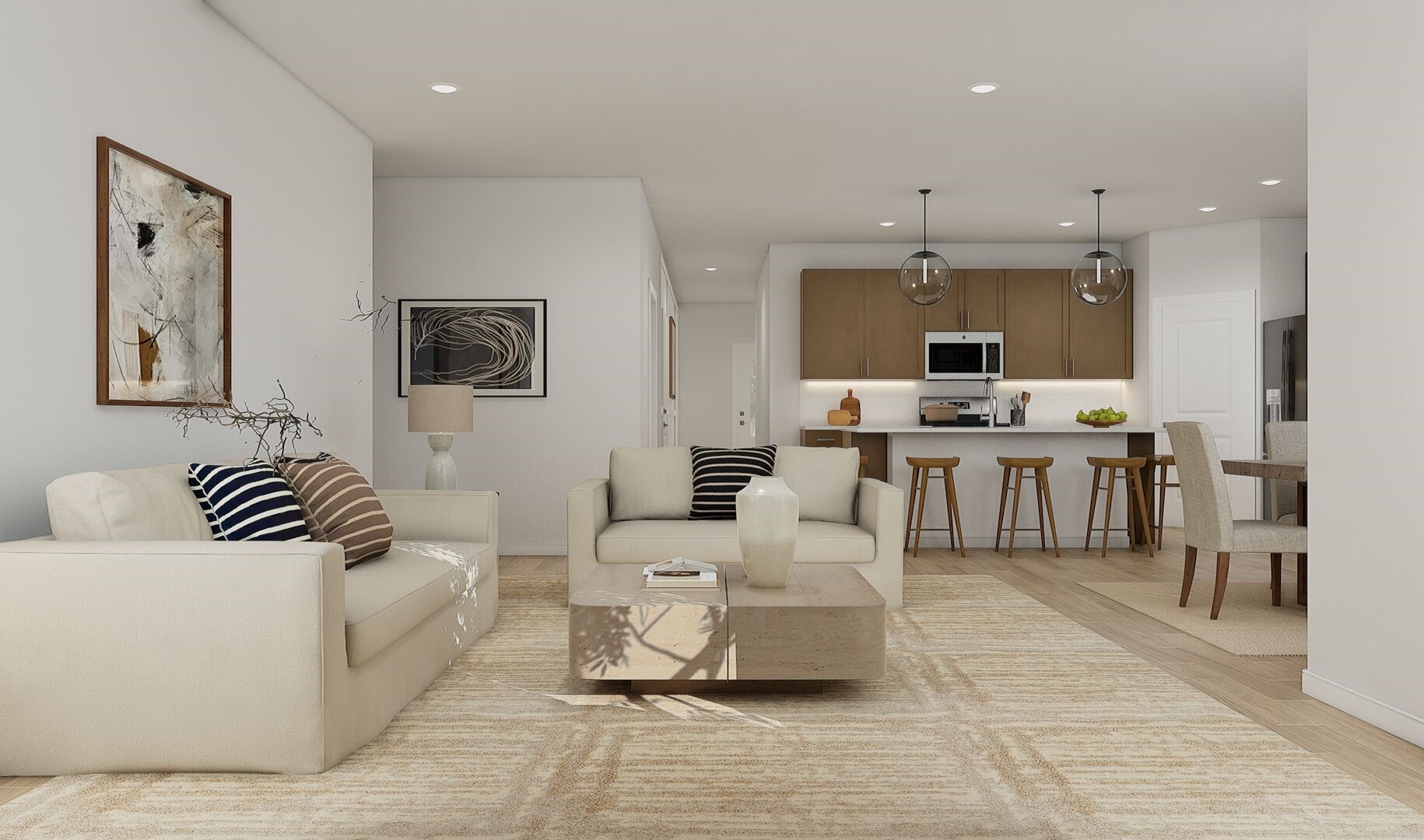 Bright and airy living area (*Artist rendering used for illustration purposes only.)