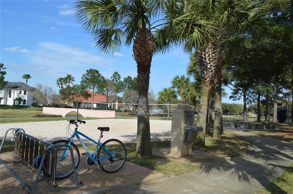 walking distance to volley ball court and bicycle rack near to the private school buses stop
