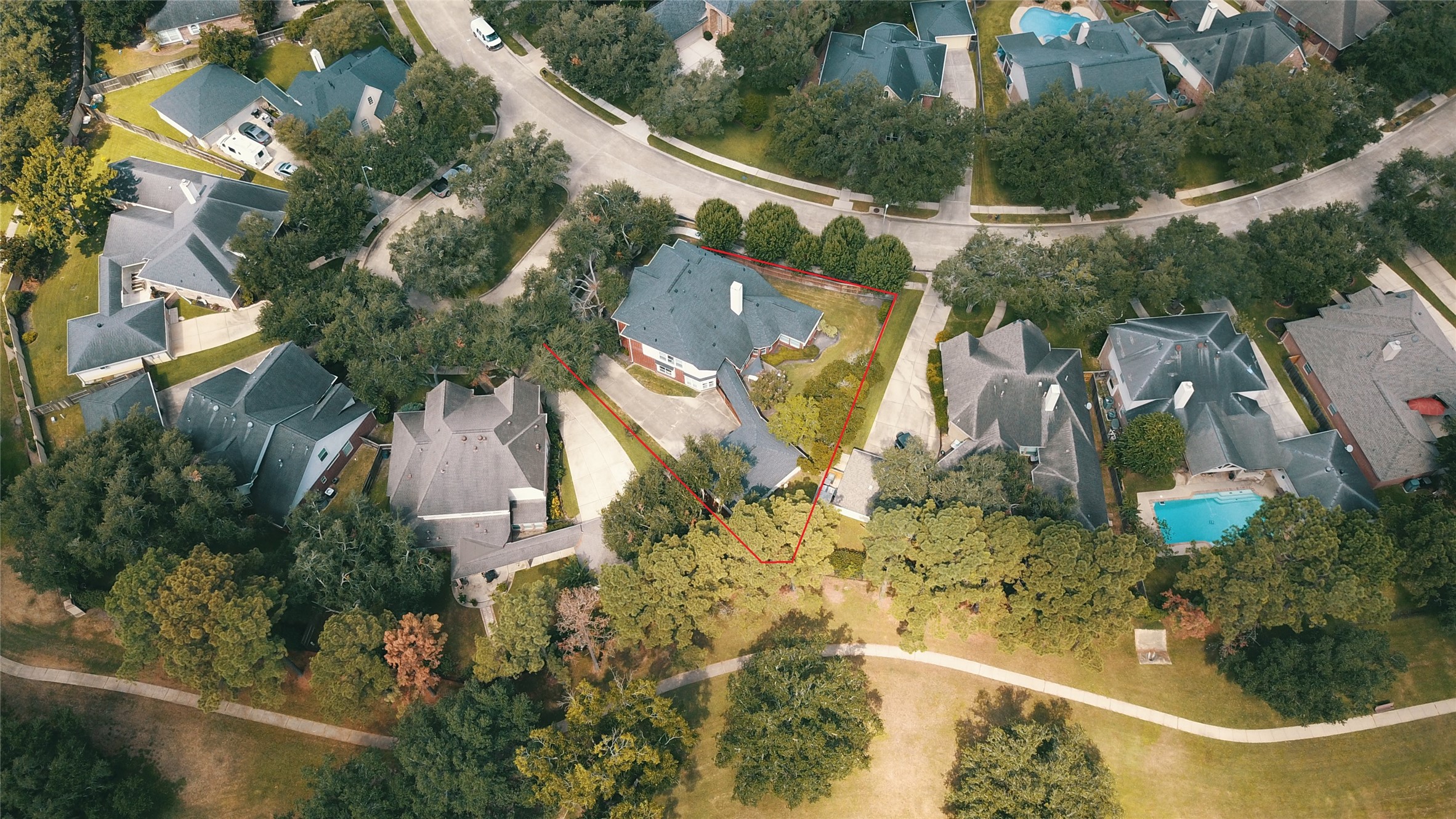 Aerial view showcasing direct access to scenic trails.