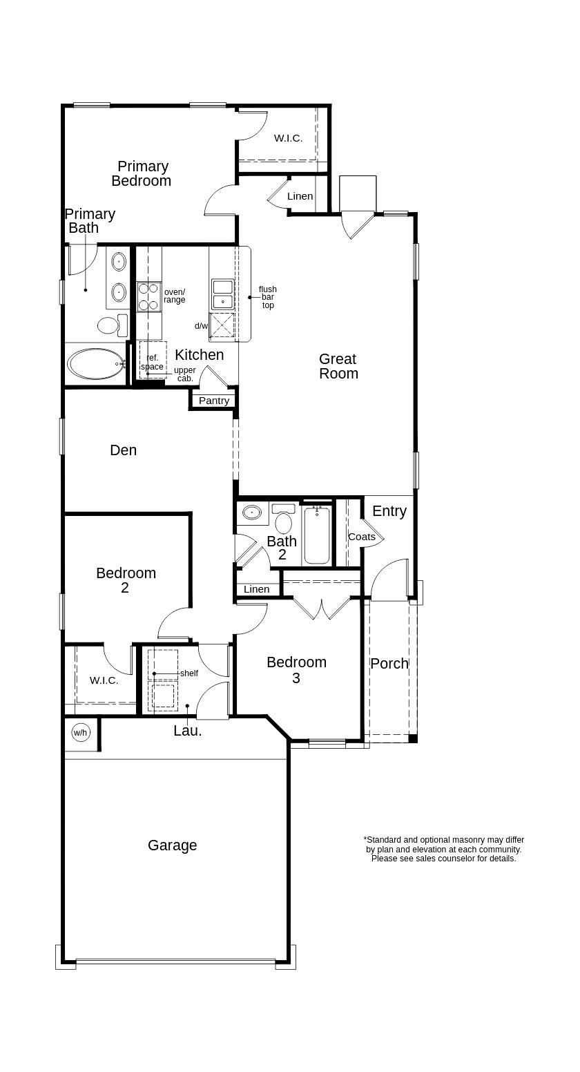 This floor plan features 3 bedrooms, 2 full baths, and over 1,300 square feet of living space.